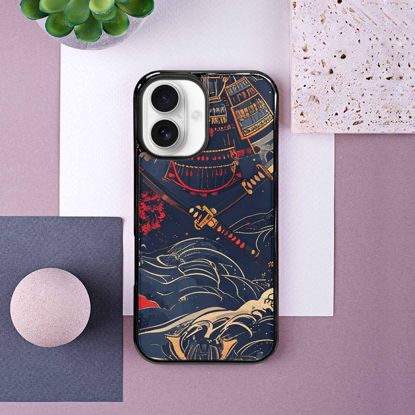 iPhone 16 Case — Samurai Art Repeat Pattern, Customized Protective Case