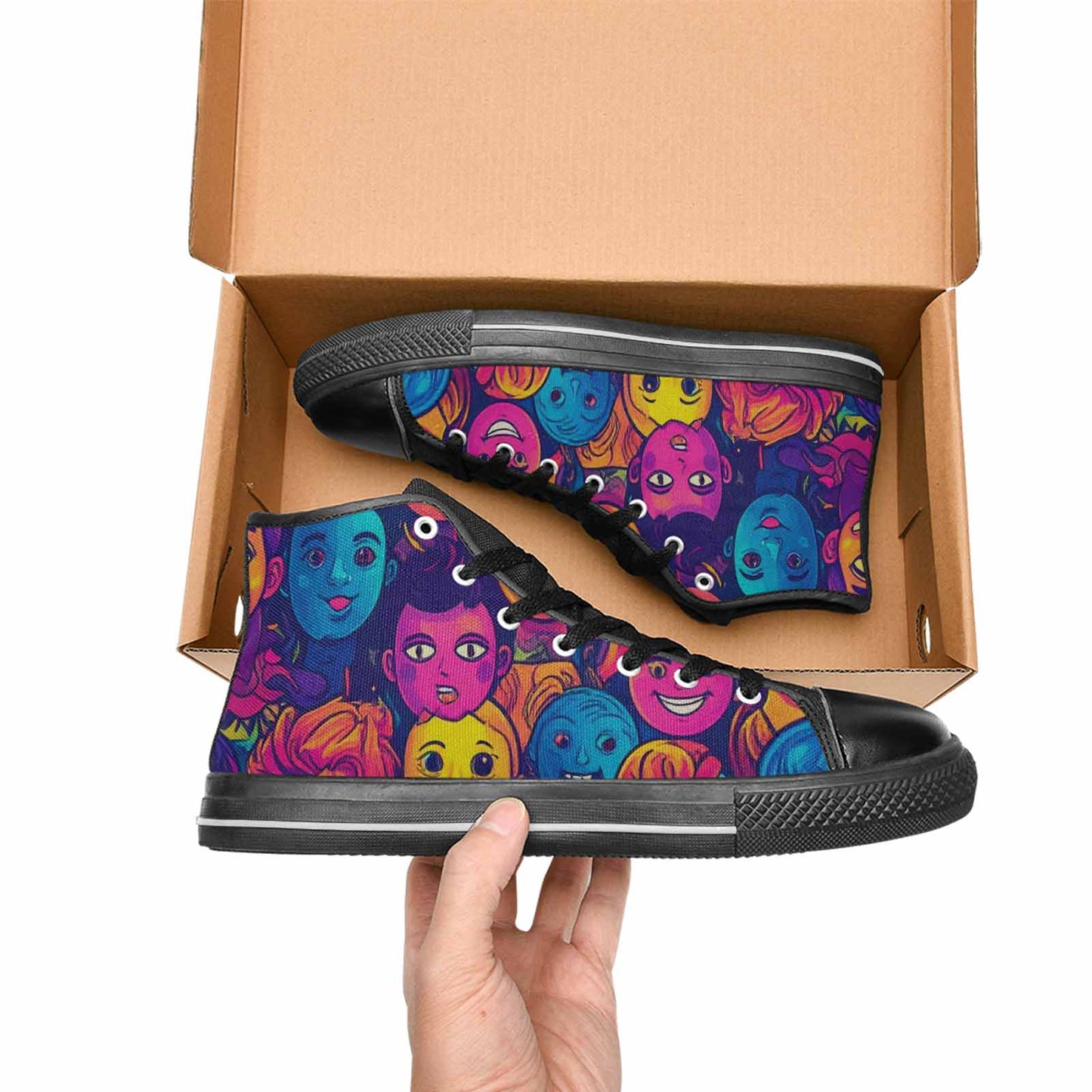 WOMEN'S Funny Looking Cartoon High Top Canvas Aesthetic Custom Shoes