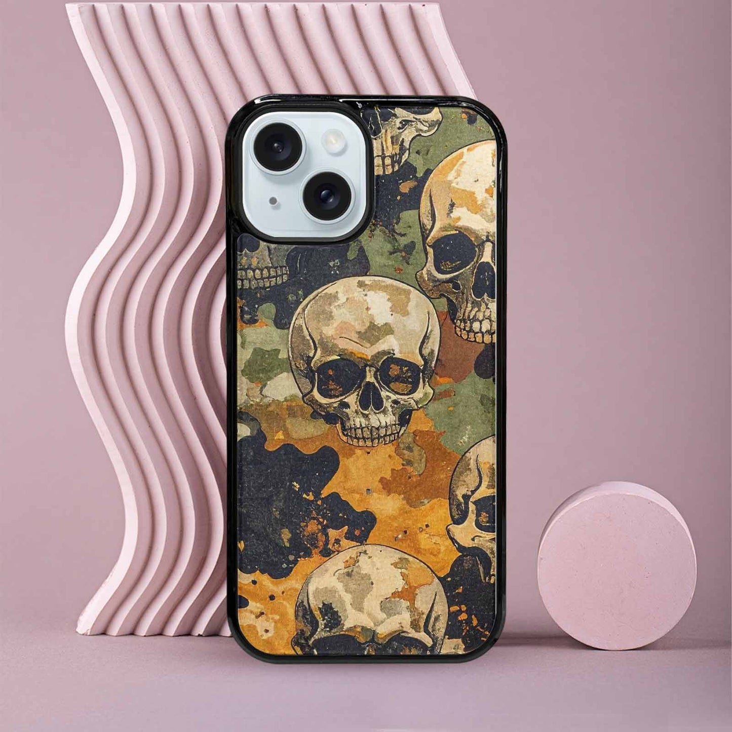 iPhone 15 Case — Military Camo Skull Custom, Custom Made Phone Cover