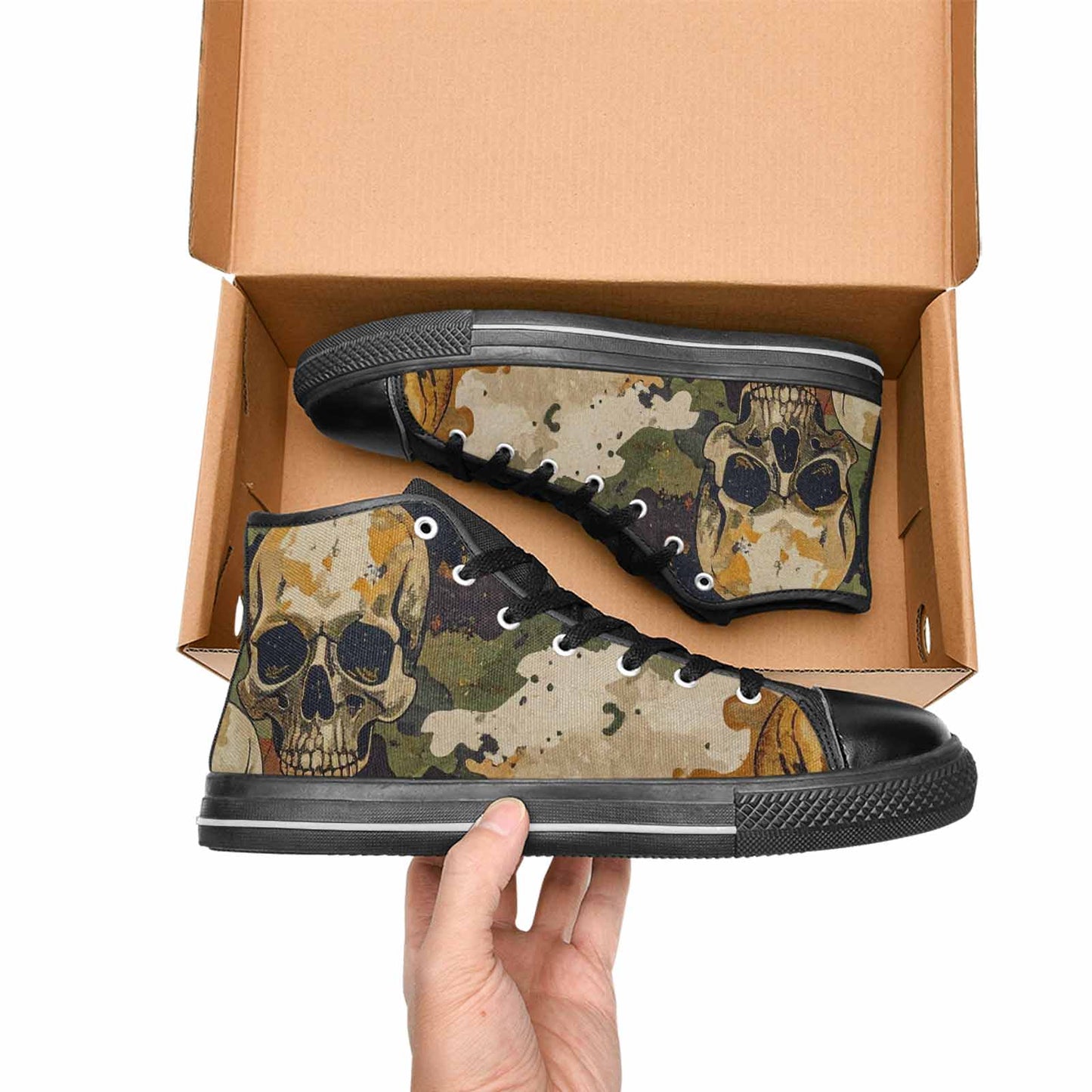 WOMEN'S Military Camo Skull High Top Canvas Surreal Sneakers
