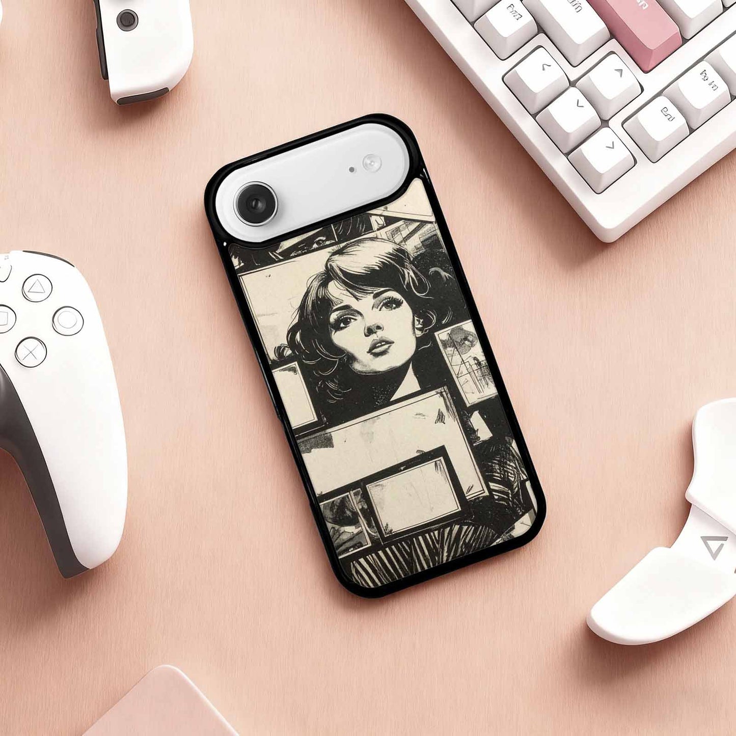iPhone 17 Air Case — Black And White Solid Black Retro, Custom Phone Case