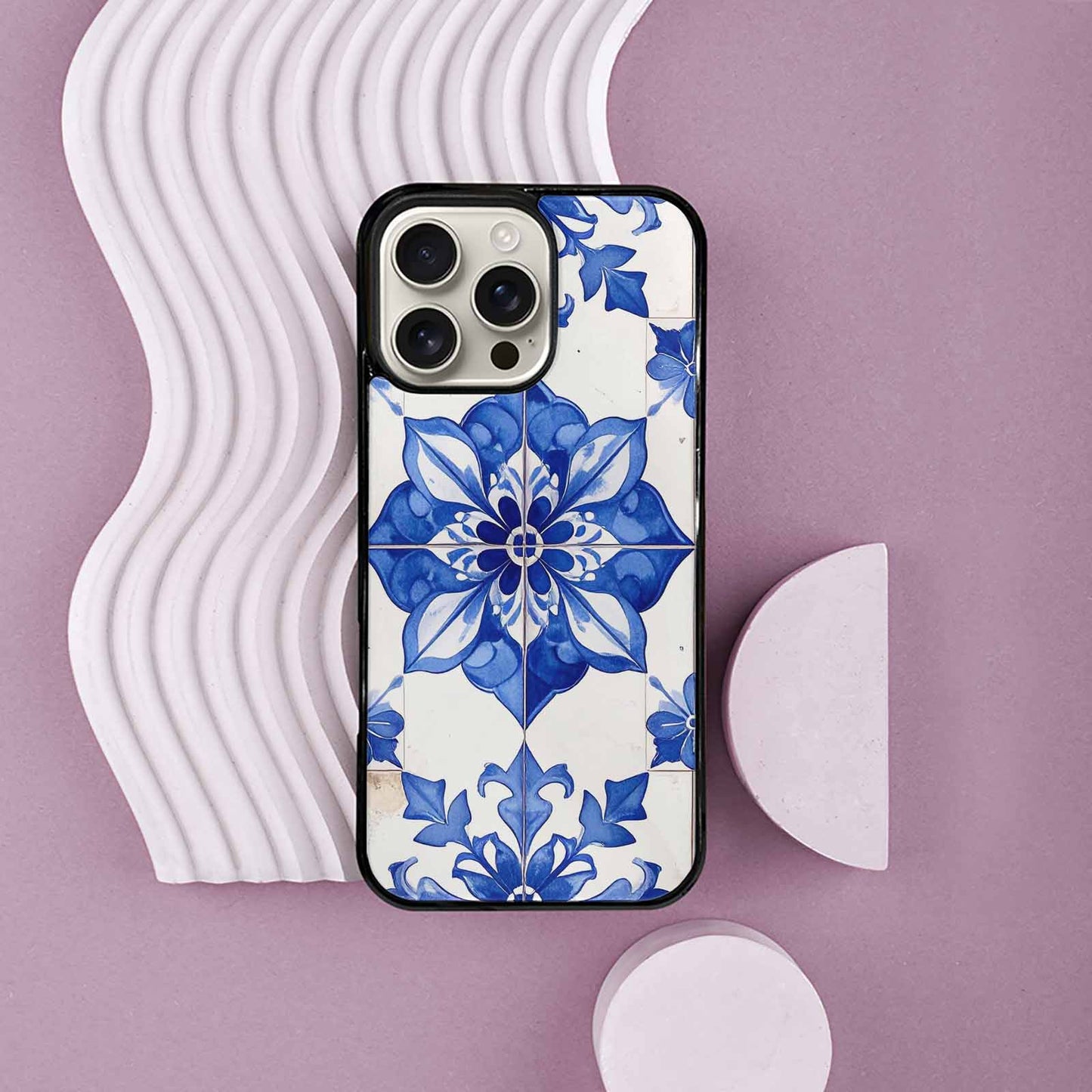 iPhone 16 Pro Max Case — Talavera Tile Floral, Unique Phone Case Design