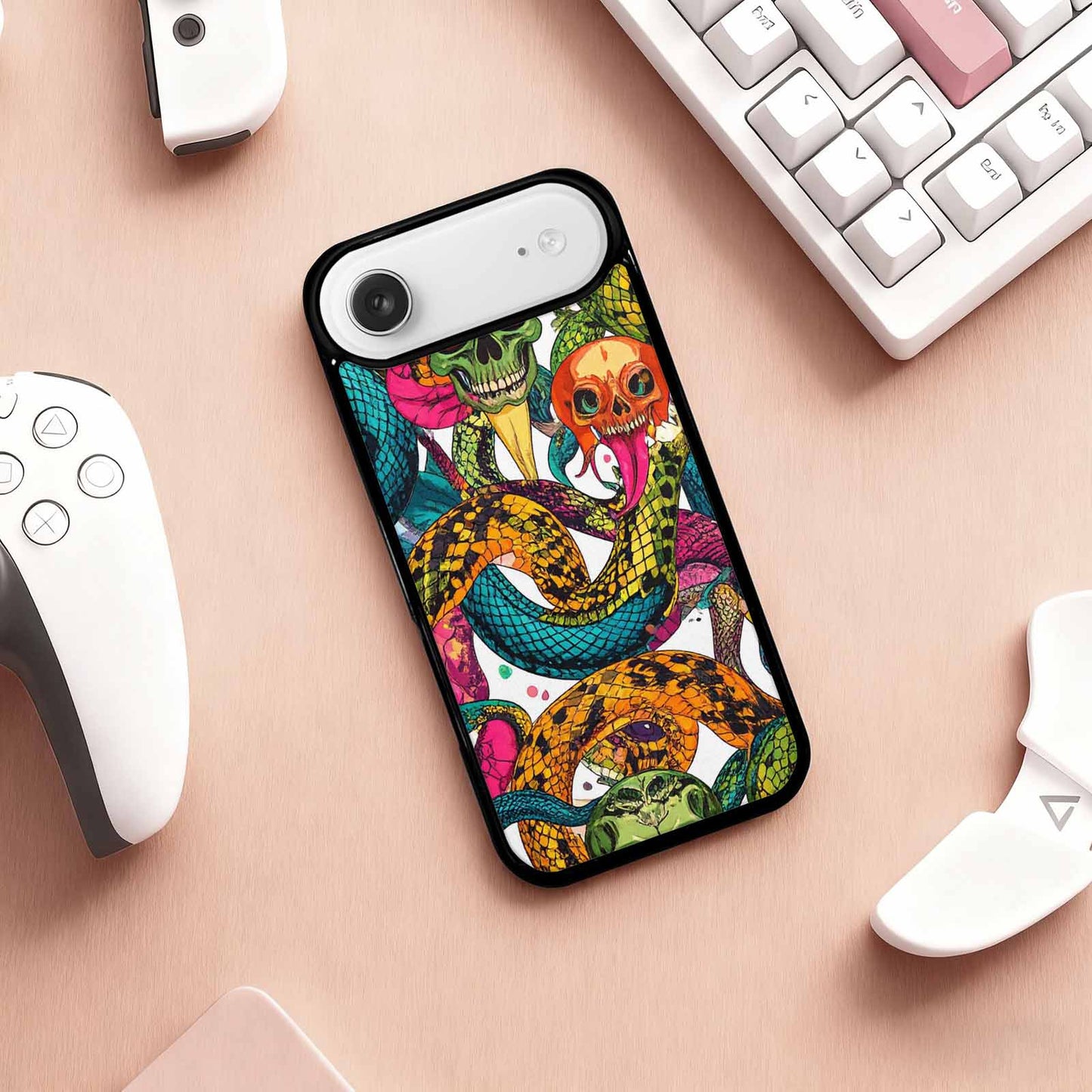 iPhone 17 Air Case — Snake Print Skull Seamless Pattern Gothic, Customized Protective Case