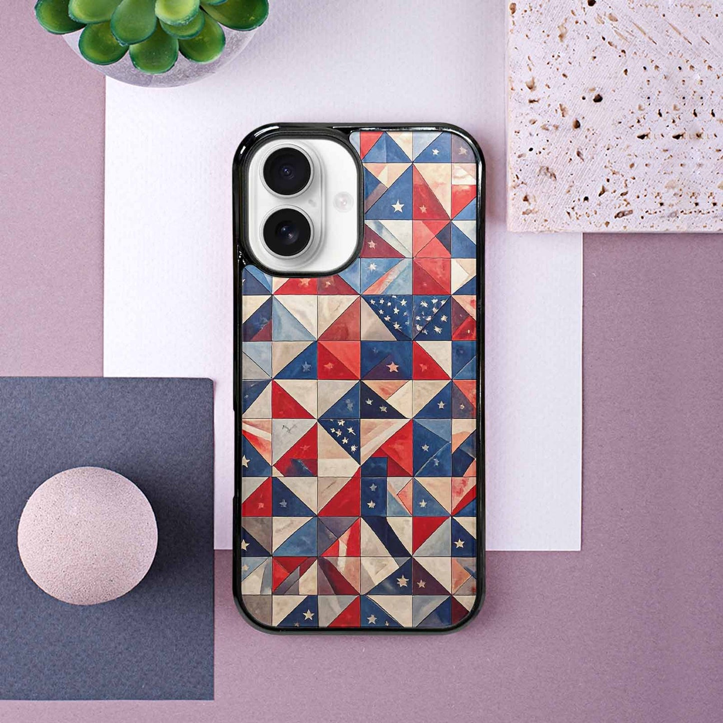 iPhone 16 Case — Small American Flag Stars And Stripes, Personalized Phone Case