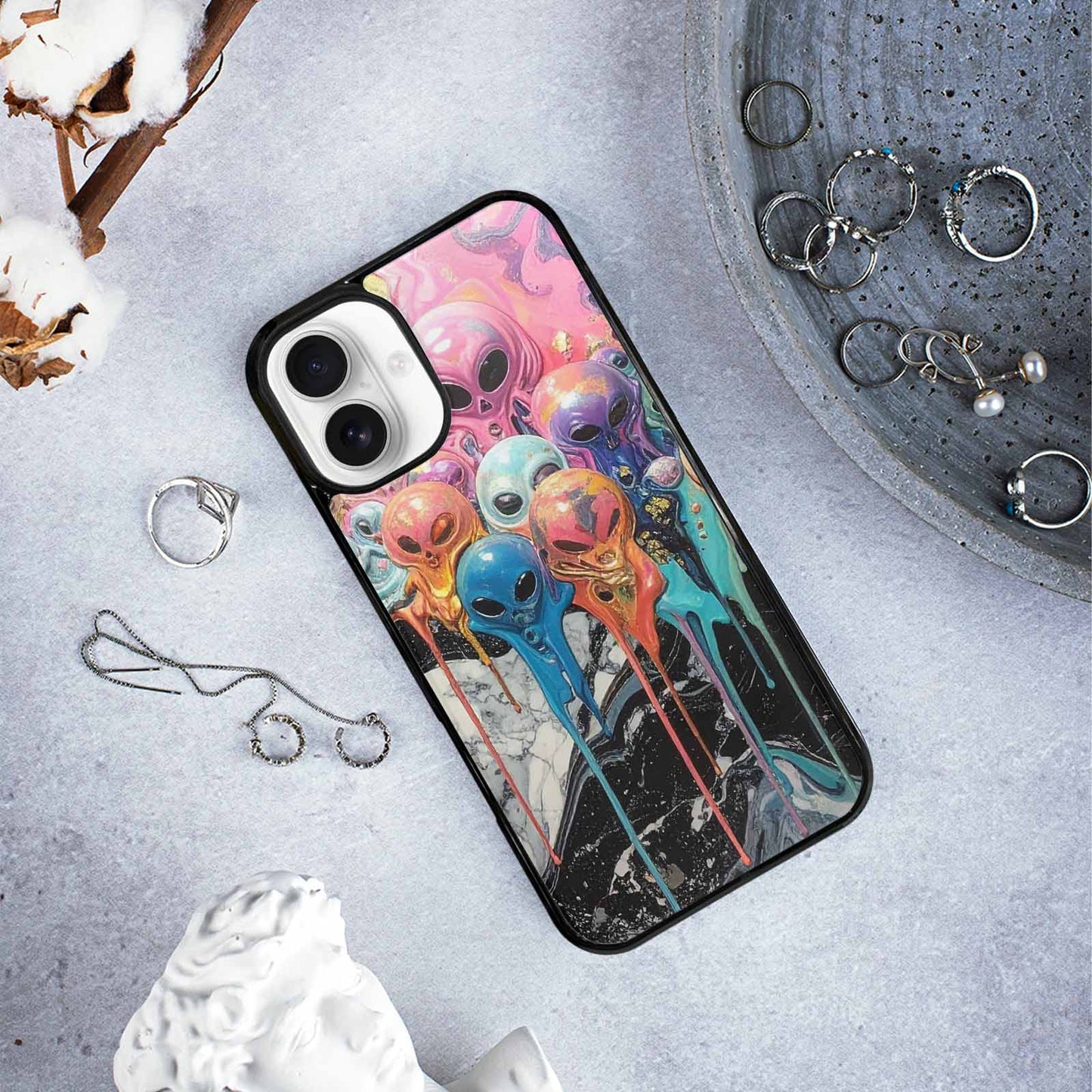 iPhone 16 Plus Case — Aliens Marblemelting Aliens Pa L2w Personalized, Custom Printed Phone Case