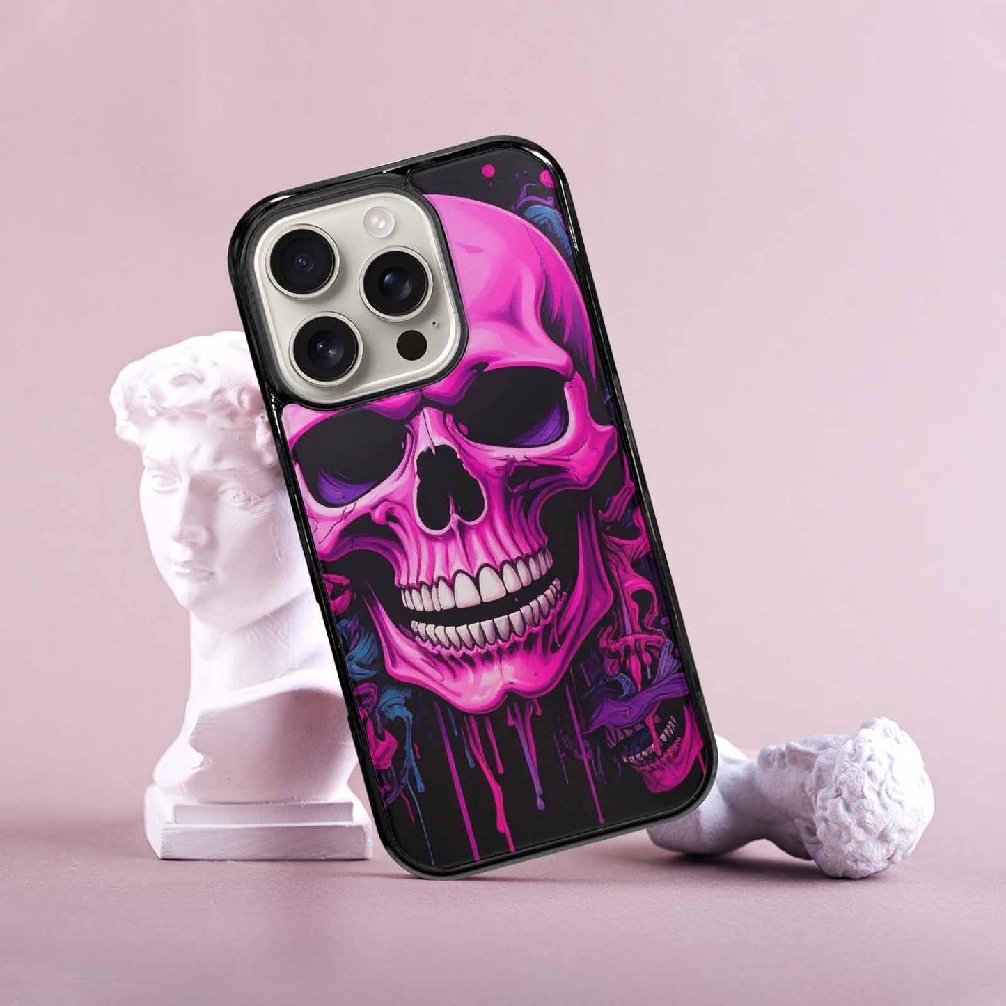 iPhone 16 Pro Case — Pink Purple Skeletons Neon Drip Melting, Custom Phone Case