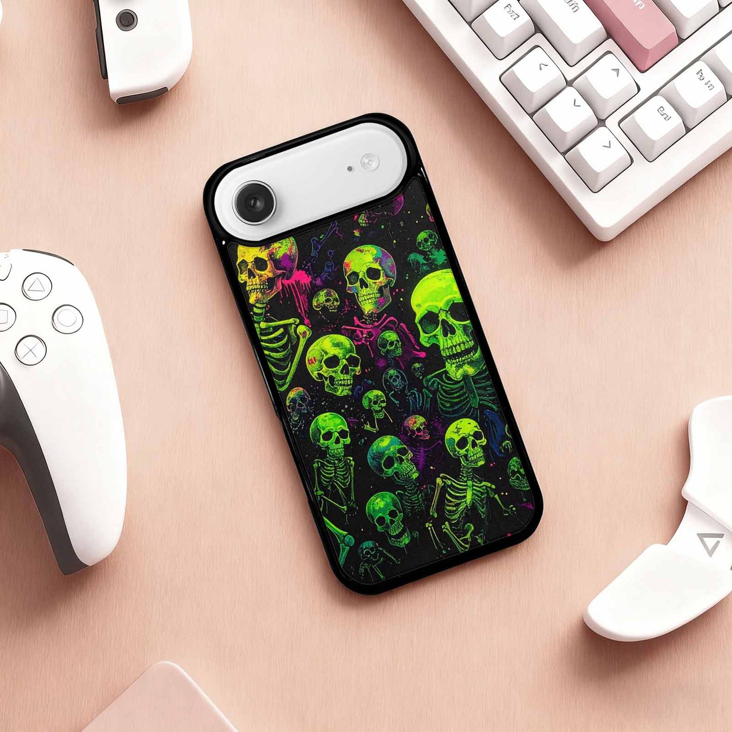 iPhone 17 Air Case — Skeletons Neon Green Glow Skeletons Original, Custom Art Phone Cover
