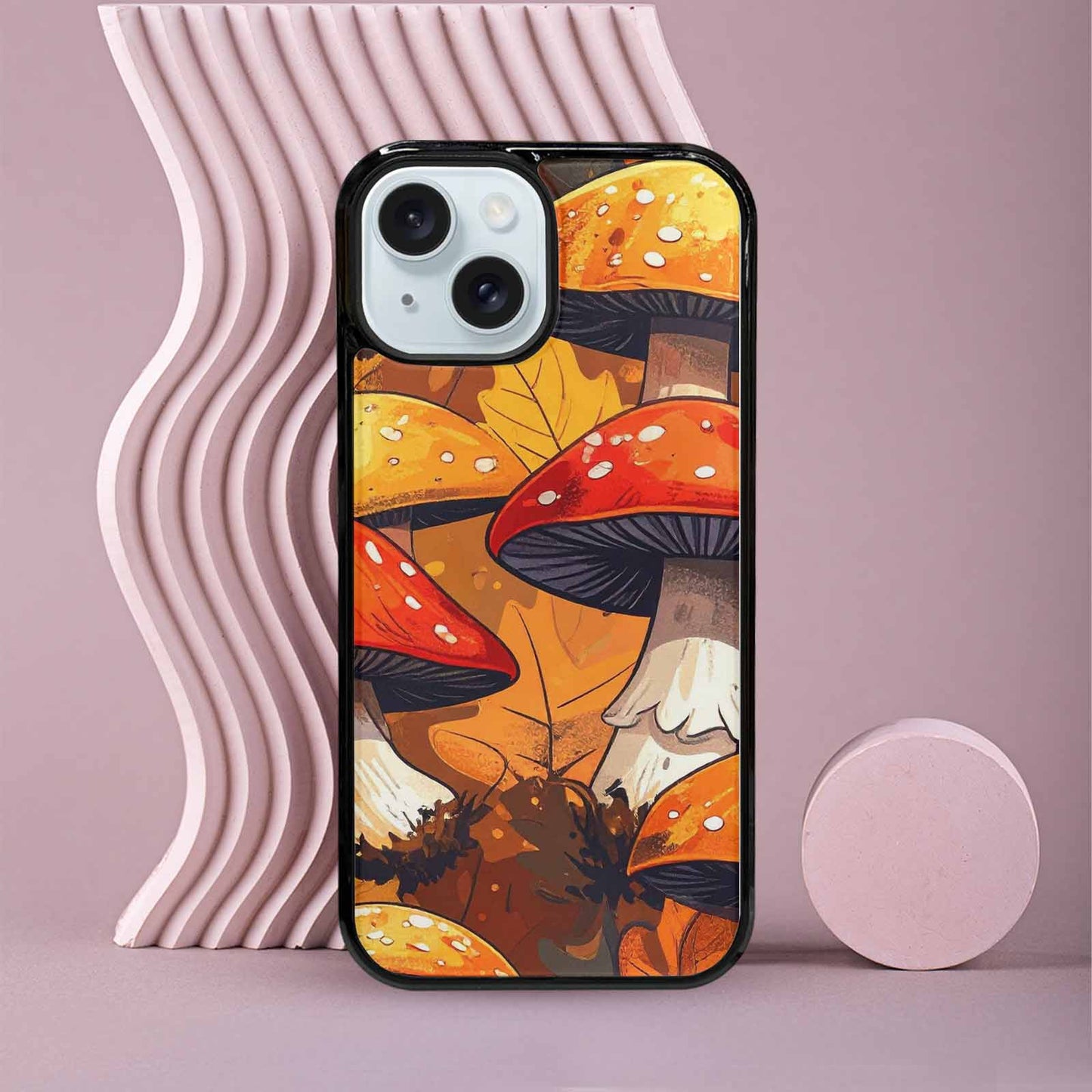 iPhone 15 Case — Bold Autumn Mushroom Bold Autumn Mushroom, Custom Art Phone Cover