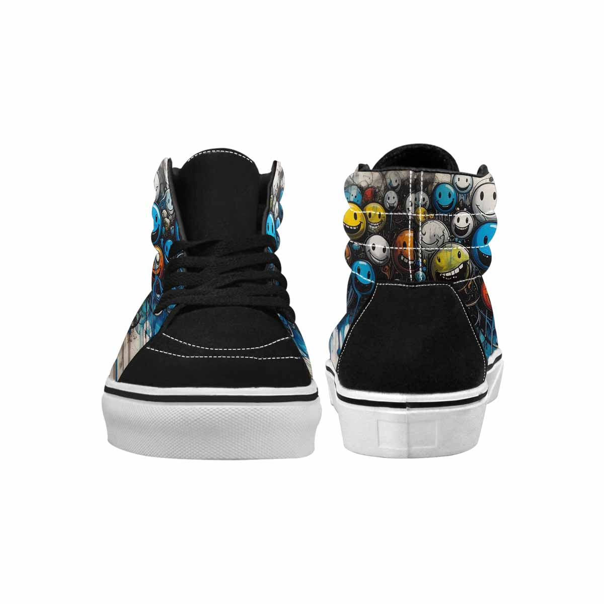 MEN'S Melting Moon Smiley High Top Canvas Neon Fantasy Custom Shoes