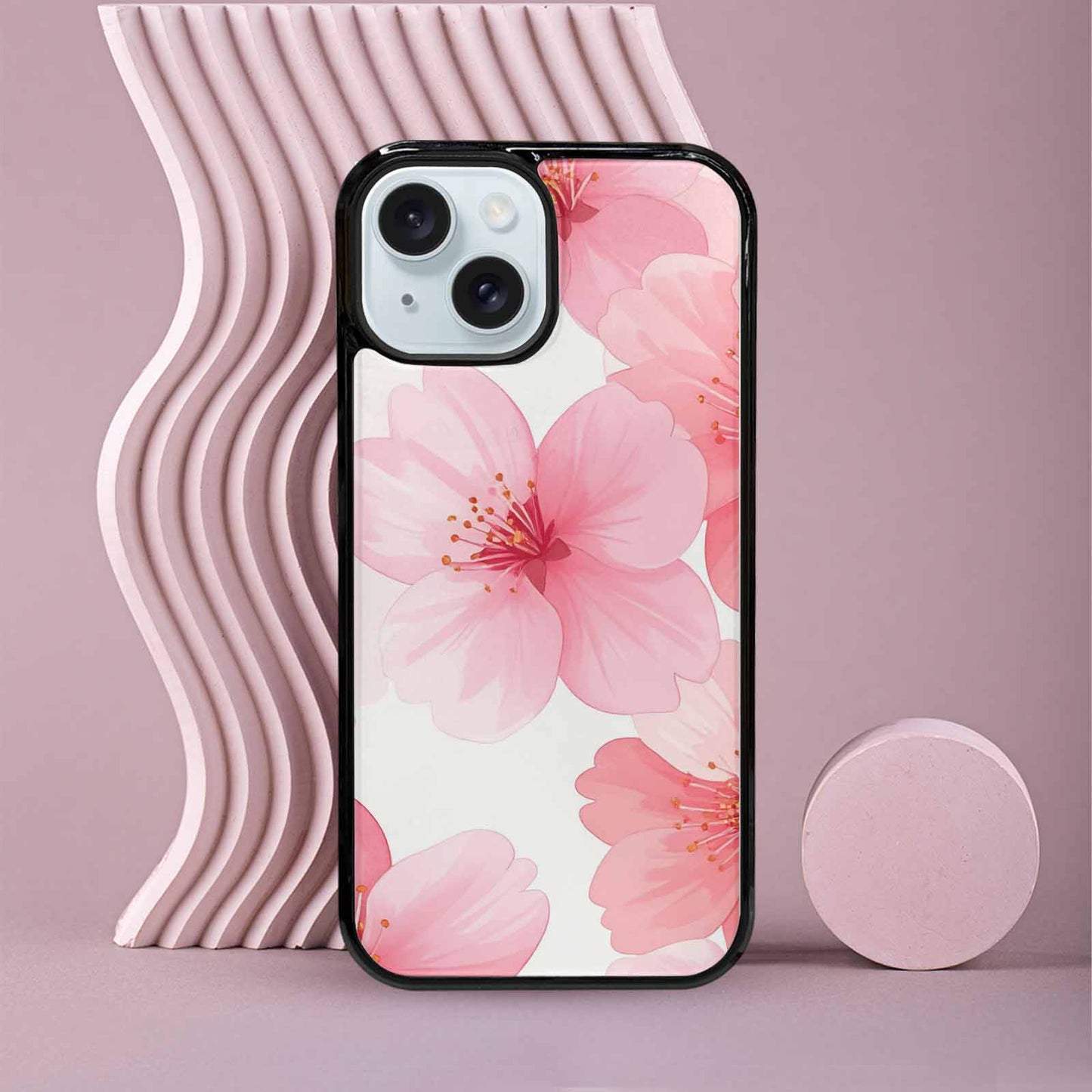 iPhone 15 Case — Japanese Cherry Blossom Pattern Sakura Flowers, Custom Printed Phone Case