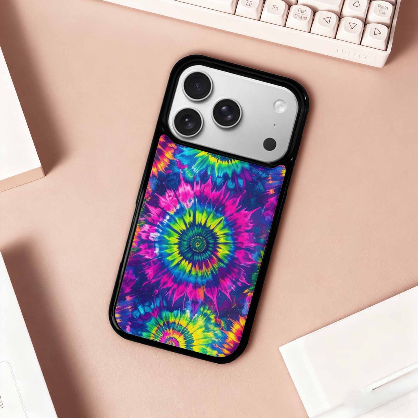 iPhone 17 Pro Case — Tie Dye Neon Acid Blended Tie, Personalized Phone Case