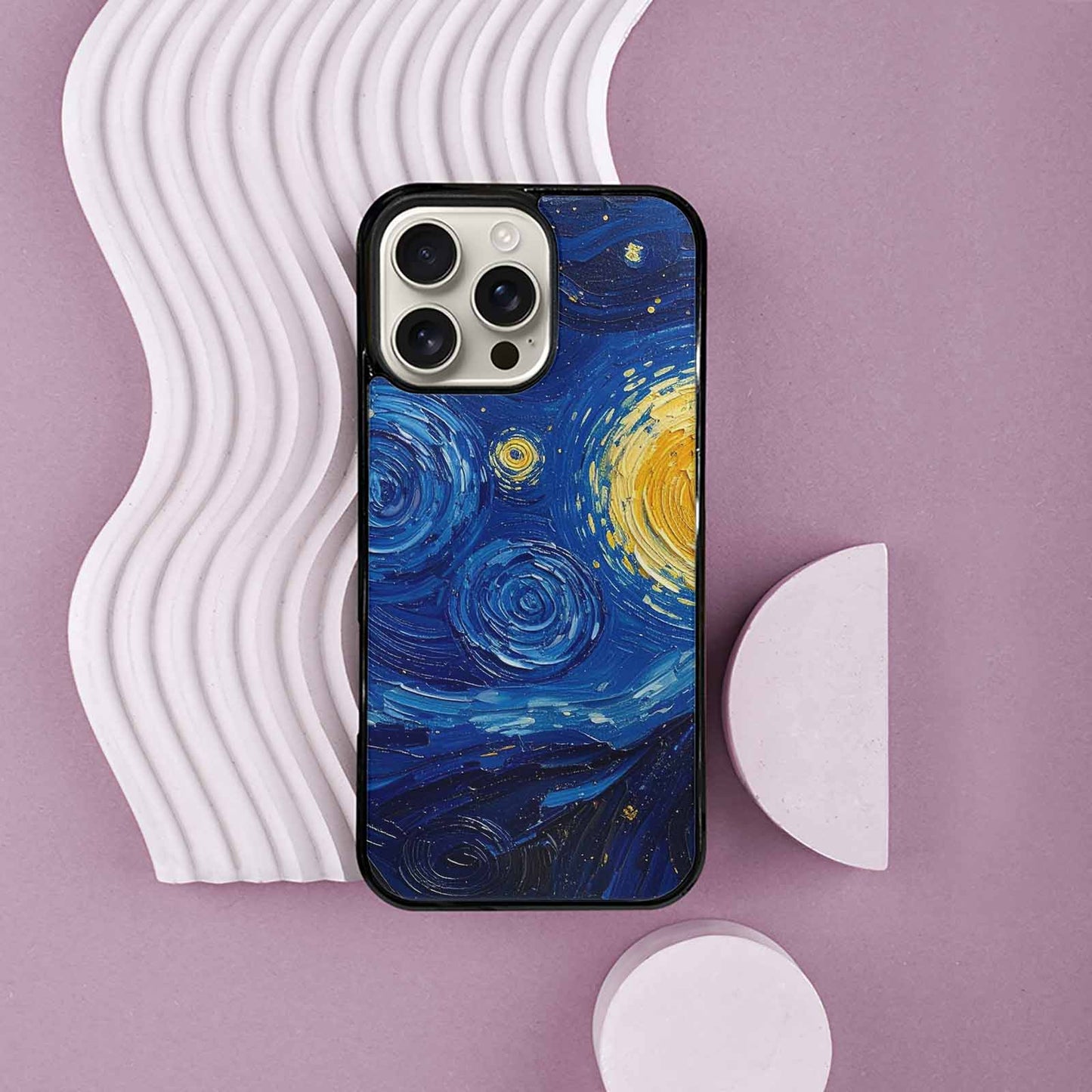 iPhone 16 Pro Max Case — Swirling Deep Blue Night Sky Filled, Original Design Phone Case