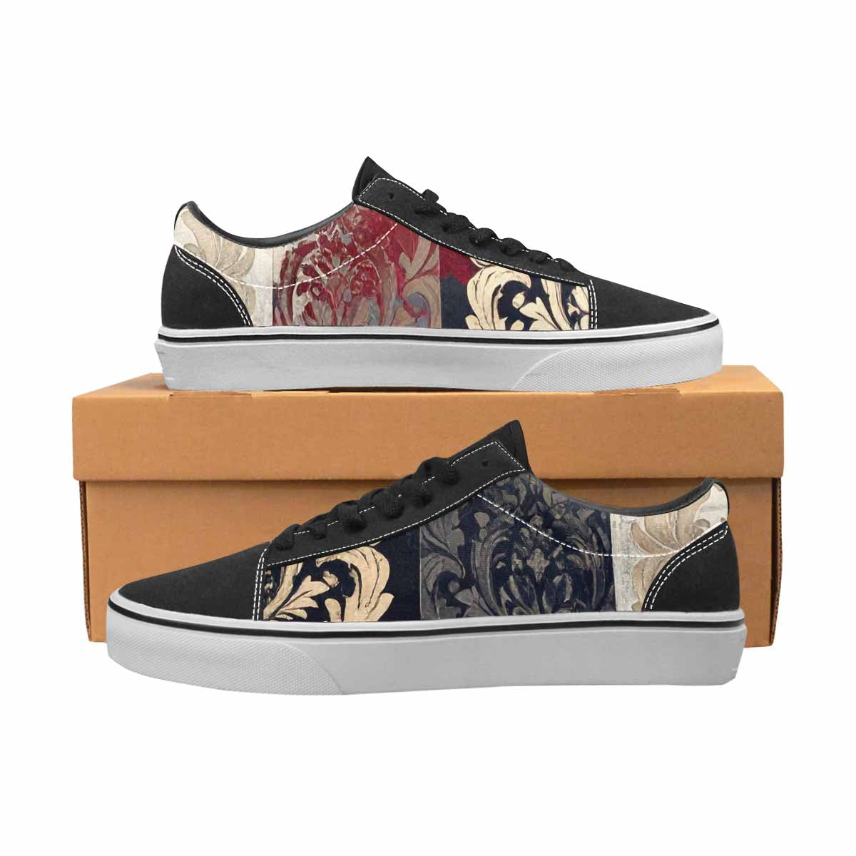 WOMEN'S Damask Ornamental Wallpaper Canvas Lace-Up Vibrant Chaos Sneakers