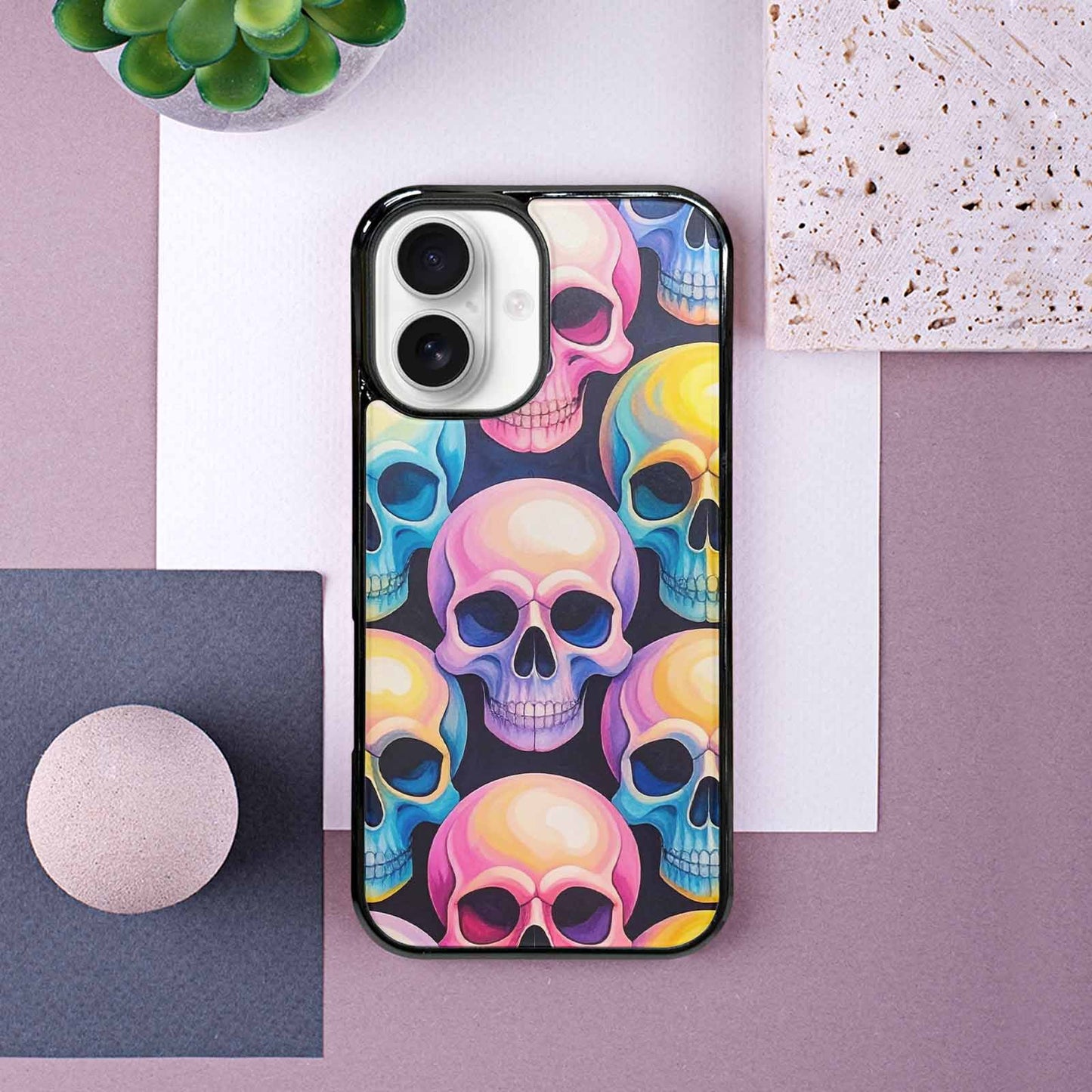 iPhone 16 Case — Dripping Candy Skulls Custom, Custom Print Case Cover