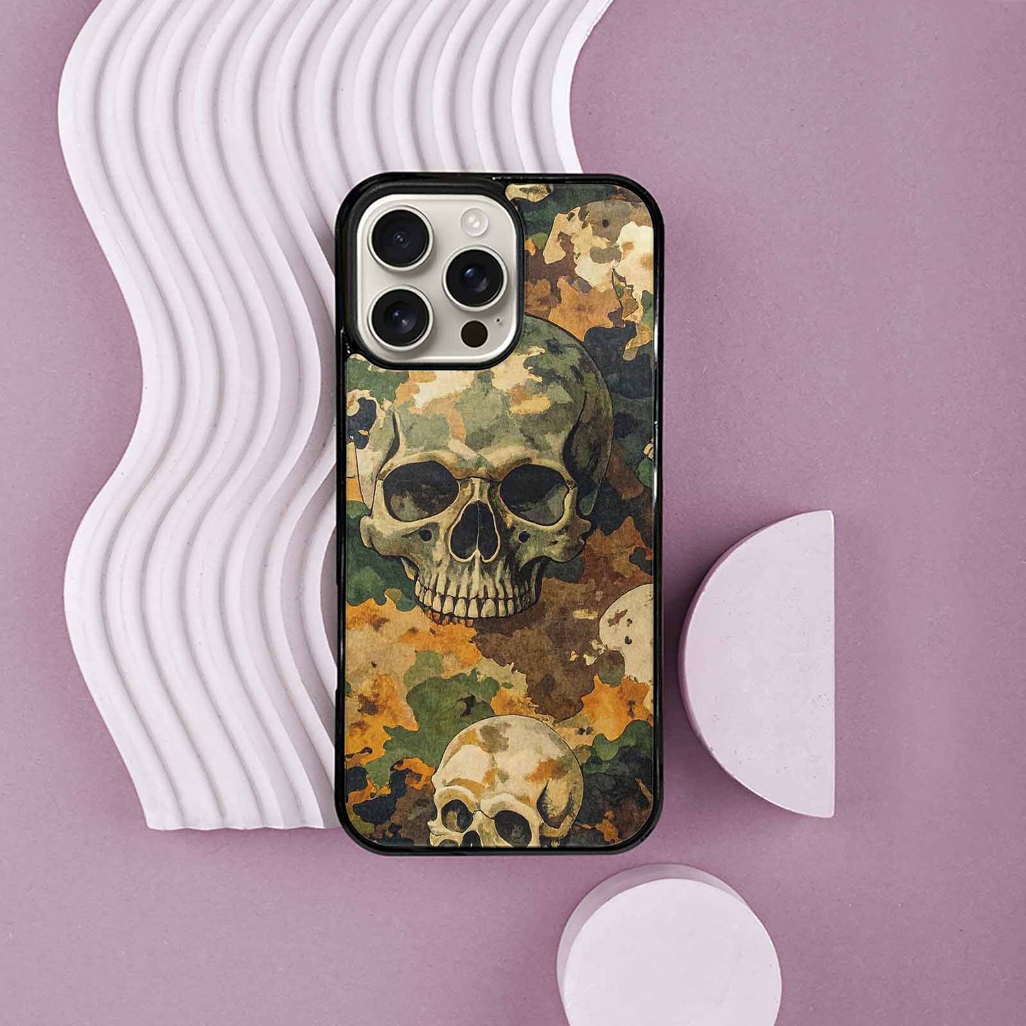 iPhone 16 Pro Max Case — Military Camo Texture Combined With Distressed, Custom Art Phone Cover