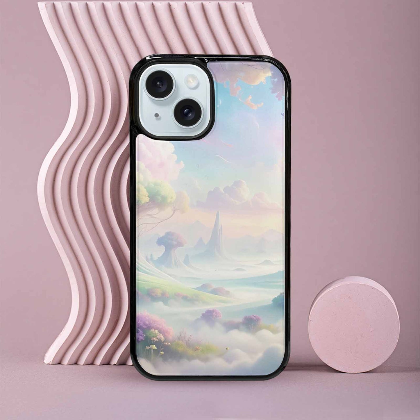iPhone 15 Case — Surrealist Dreamscape Illustration Pattern, Custom Designed Case Cover