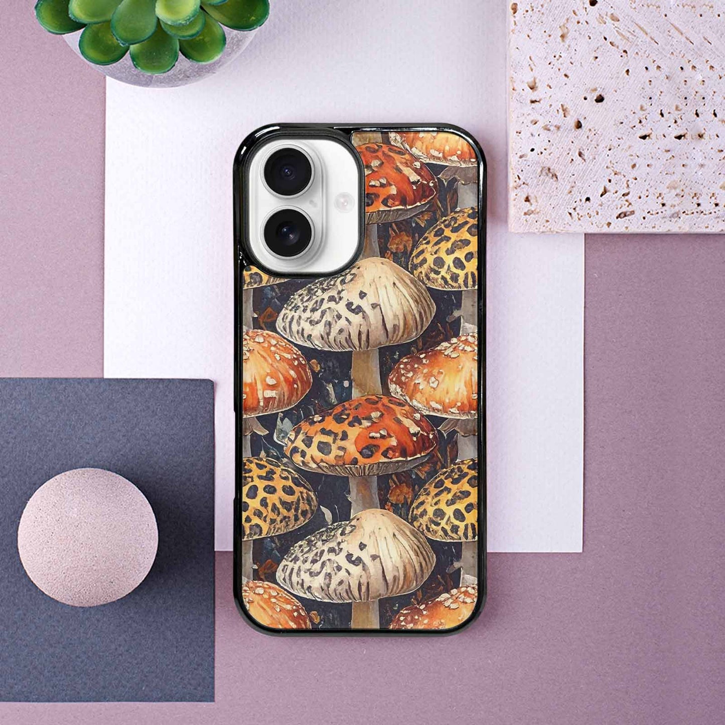 iPhone 16 Case — Mushrooms Pattern Hundreds Of, Custom Made Phone Cover