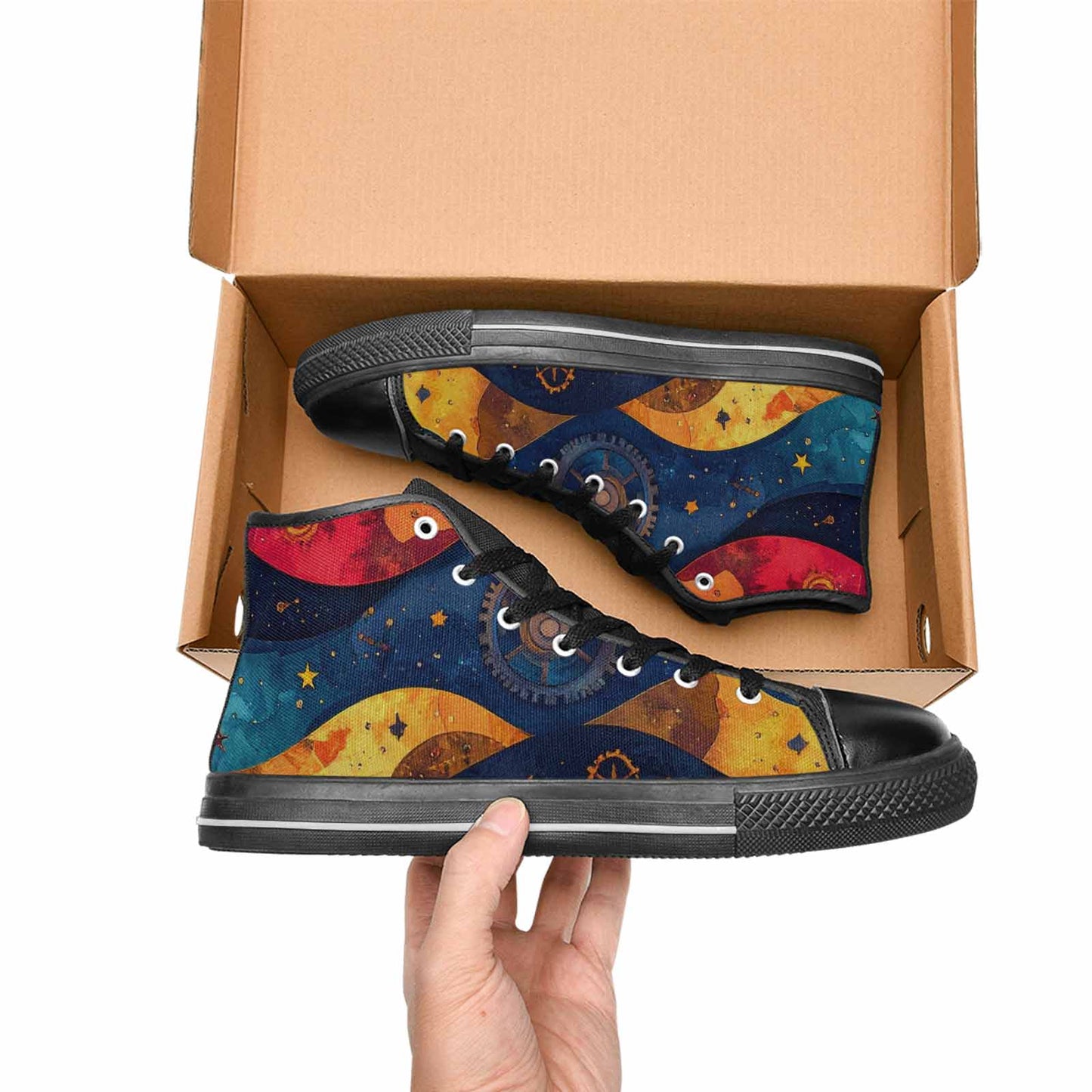 MEN'S Steampunk Galaxy High Top Canvas Dark Academia Custom Sneakers