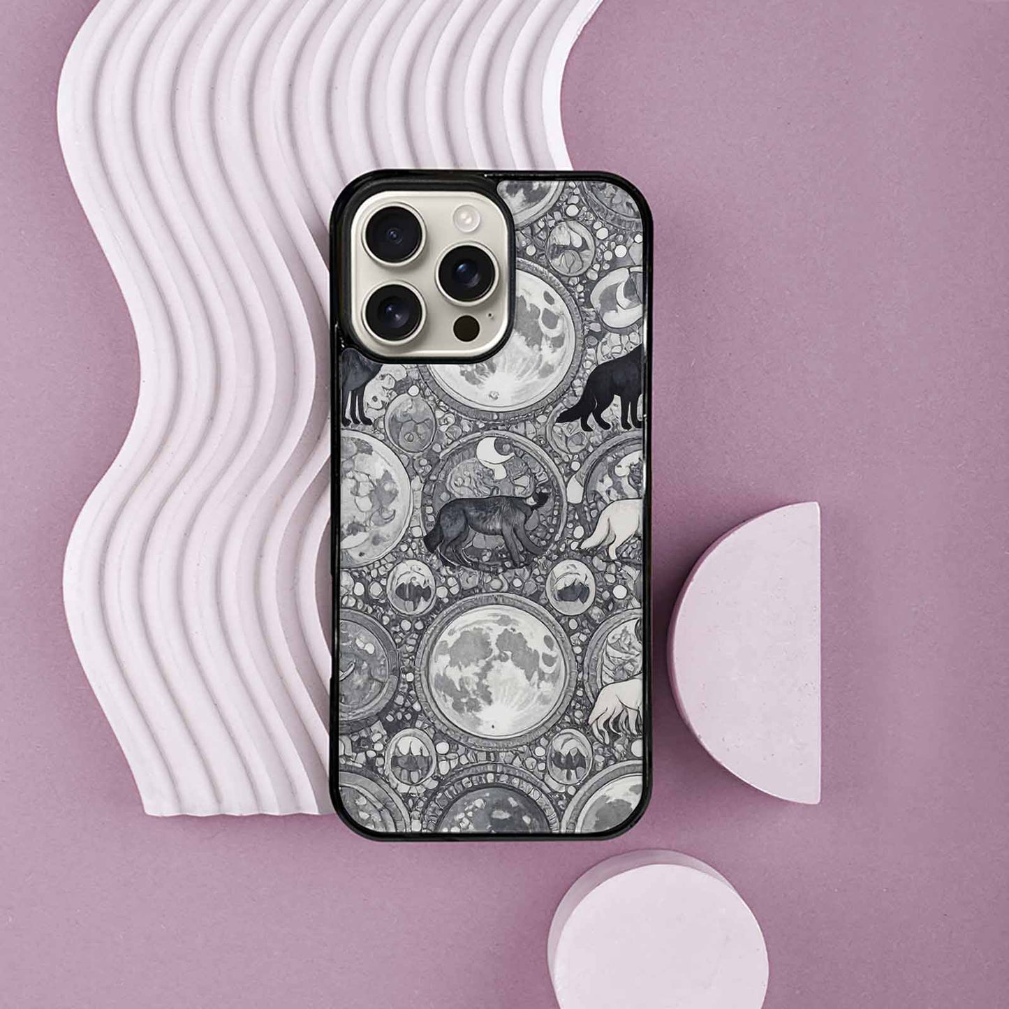 iPhone 16 Pro Max Case — Wolves Everywhere Collage Overlap Small Wolf, Custom Art Phone Cover