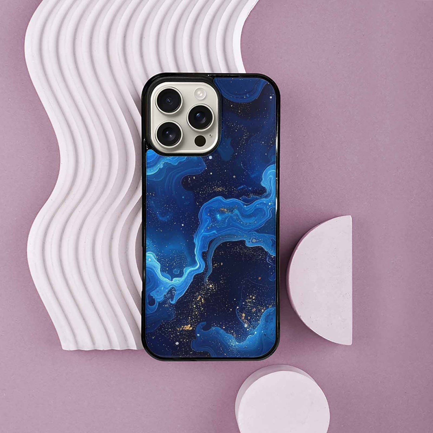 iPhone 16 Pro Max Case — Galaxy Art Blue Starfield Small Galaxy, Custom Printed Phone Case
