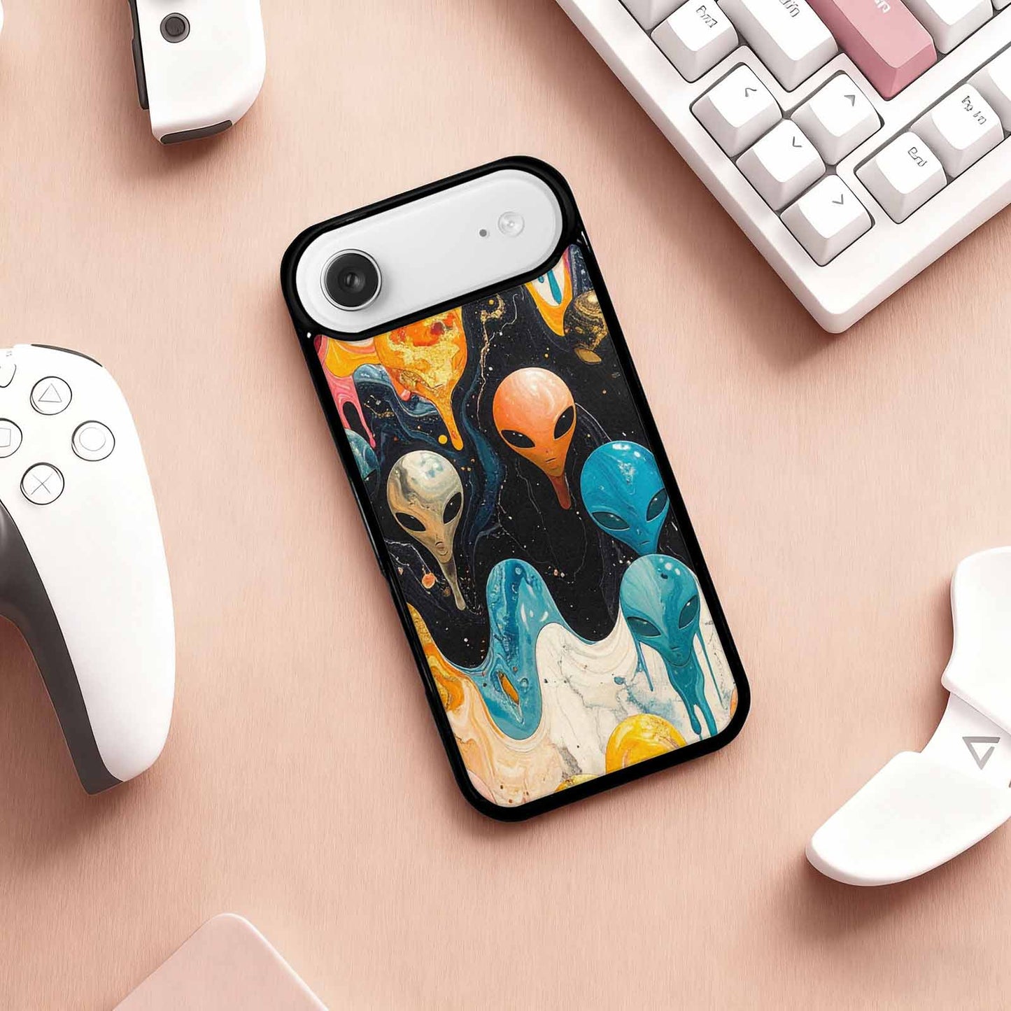 iPhone 17 Air Case — Aliens Marblealiens Pattern Uk0 Alien Scifi, Custom Art Phone Cover