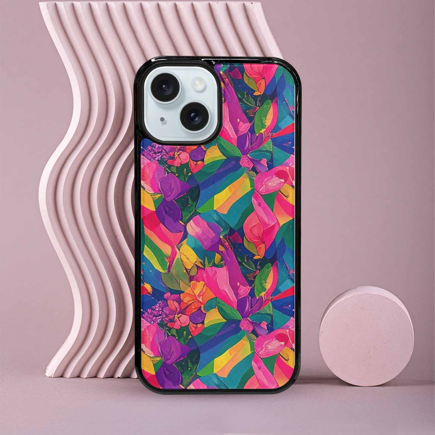 iPhone 15 Case — Polysexual Flag Color Theme Small Rainbow, Custom Designed Case Cover