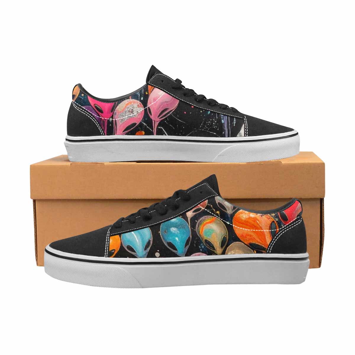 WOMEN'S Aliens Marble Aliens Lace-Up Canvas Melting Art Sneakers