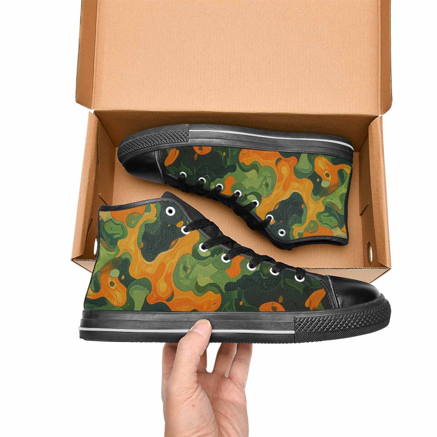 WOMEN'S Military Camouflage Blotch High Top Canvas Y2K Custom Sneakers