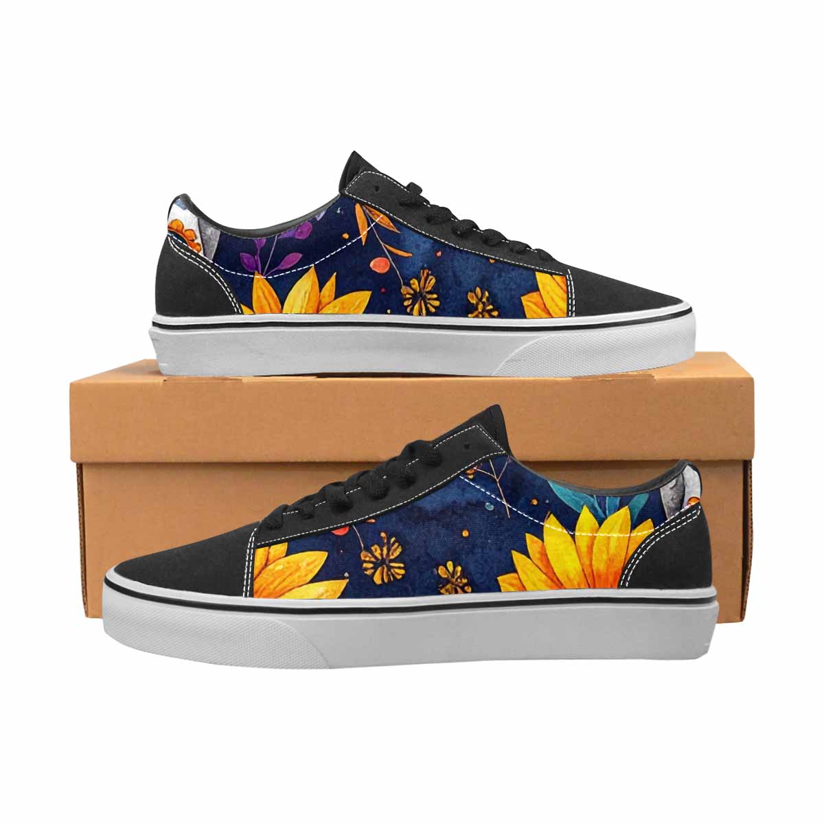 WOMEN'S Sunflower Skulls Print Canvas Lace-Up Y2K Sneakers