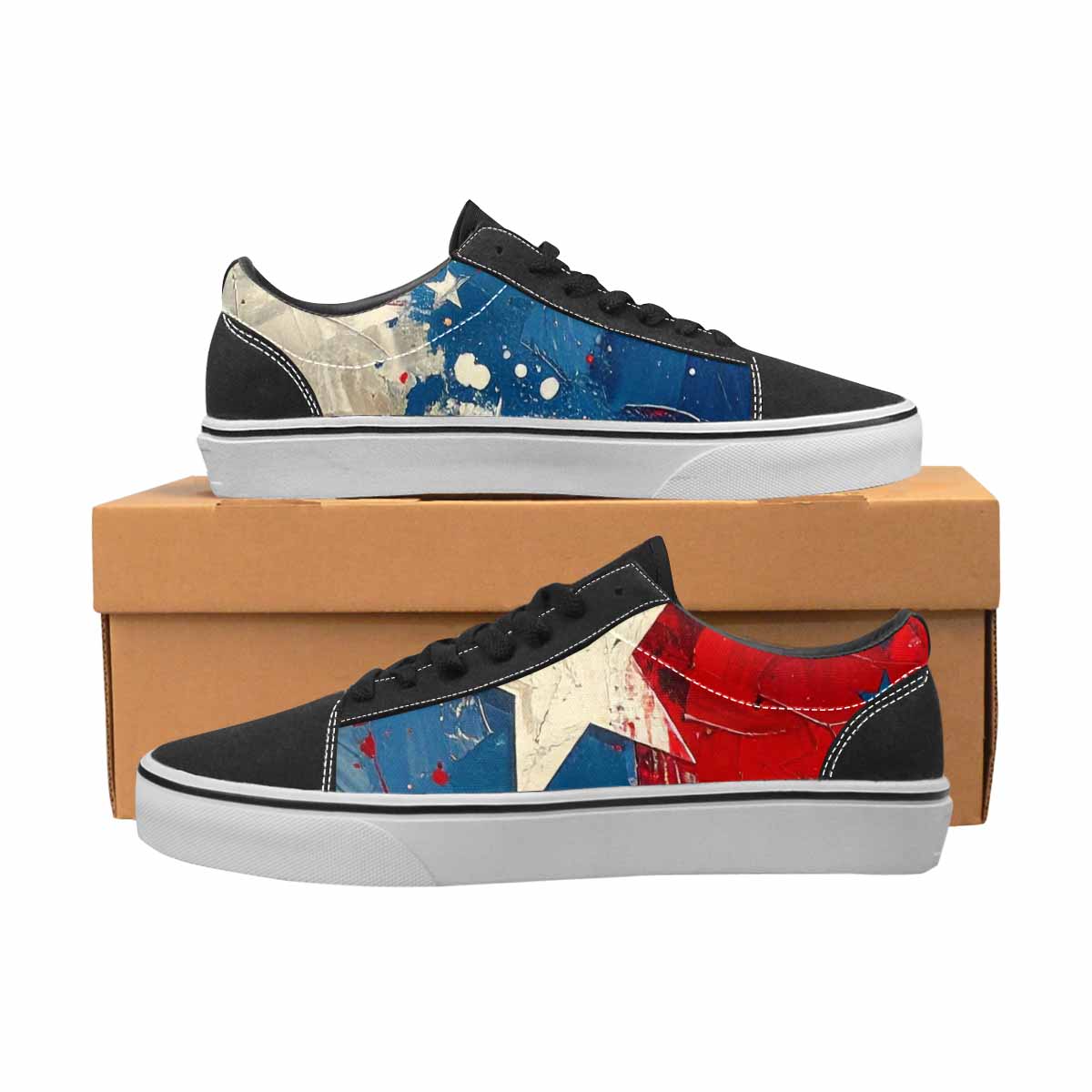 WOMEN'S Patriotic Stars Stripes Lace-Up Canvas Cottagecore Sneakers