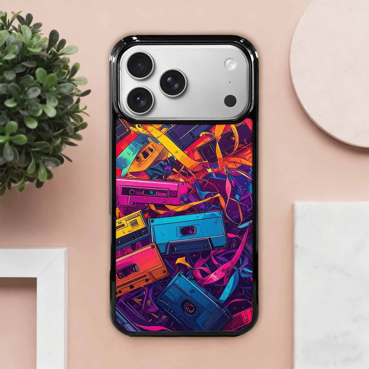 iPhone 17 Pro Max Case — Retro Cassette Tape Pattern Retro Vintage, Custom Designed Case Cover