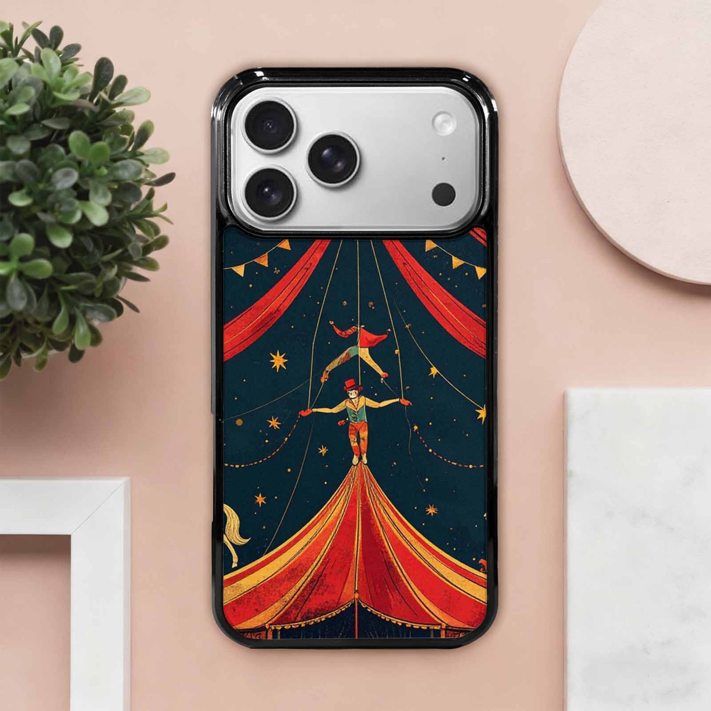 iPhone 17 Pro Max Case — Vintage Circus Art Pattern Retro Vintage, Custom Printed Phone Case