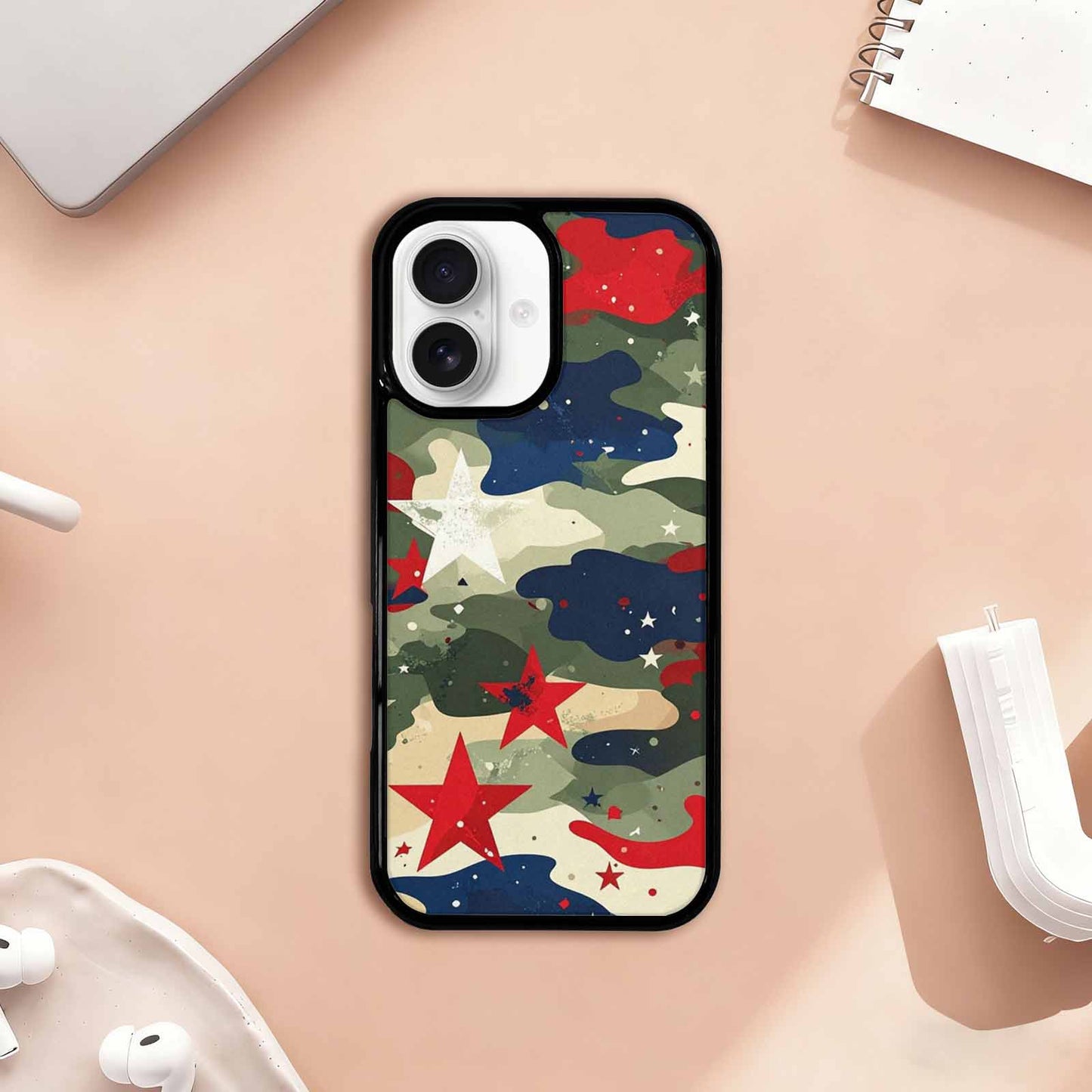 iPhone 17 Case — Military Camo Blotch Texture Galaxy Space, Personalized Phone Case
