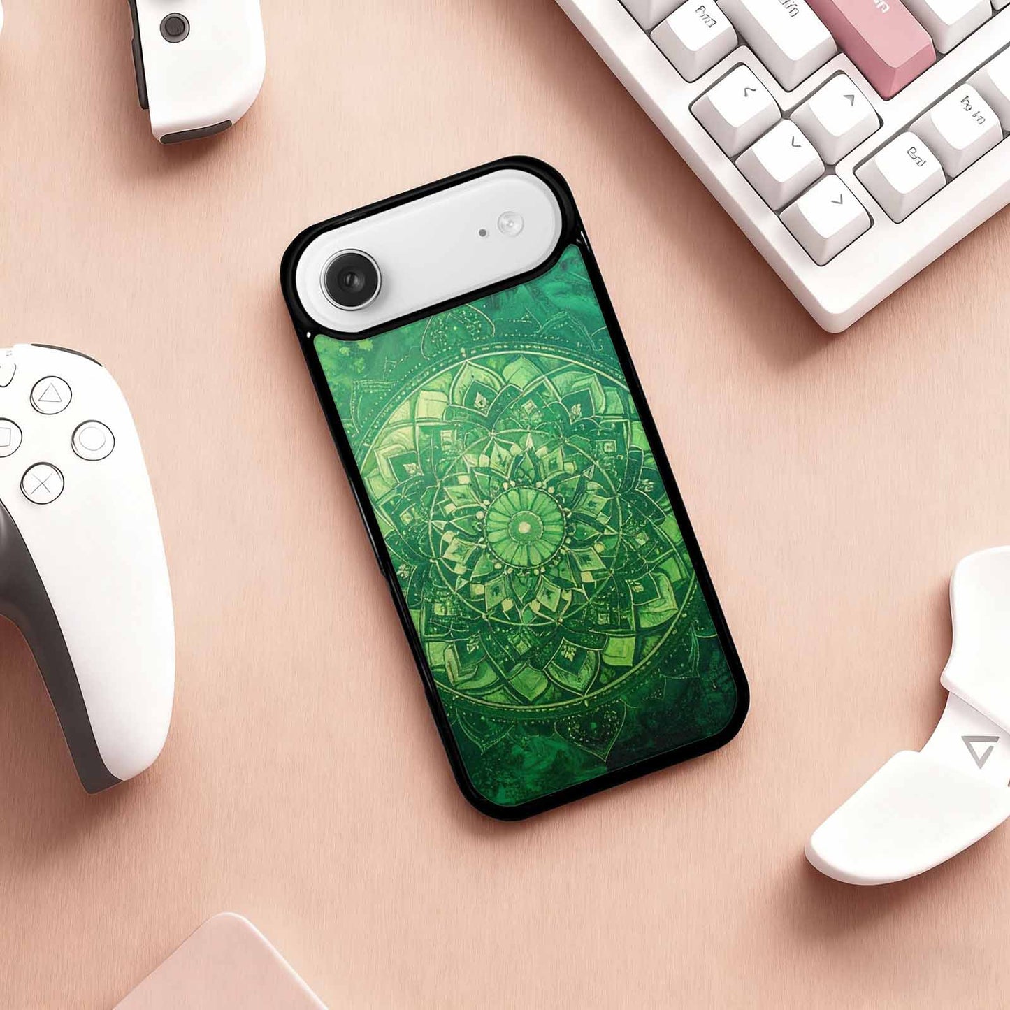 iPhone 17 Air Case — Green Mandala Bohemian Print Edge Original, Custom Art Phone Cover