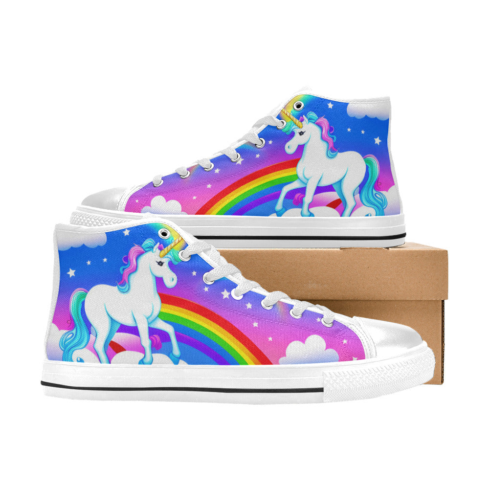 MEN'S Unicorns Rainbows Clouds Men’S High Top Canvas Dreamcore Shoes
