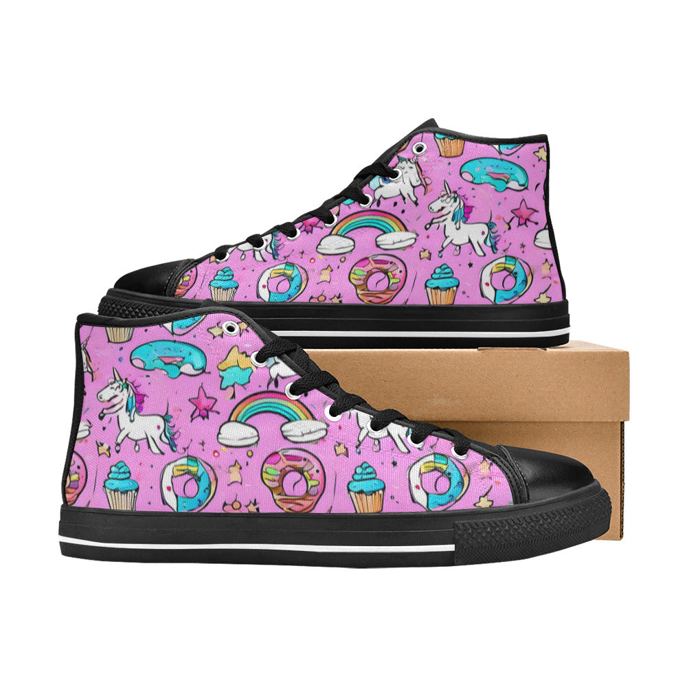 WOMEN'S Abstract Unicorn Art High Top Canvas Vibrant Chaos Shoes