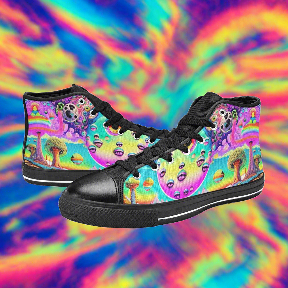 Mermaid Magenta Gold Vivid MEN Bold Art - Freaky Shoes | Custom Art Sneakers