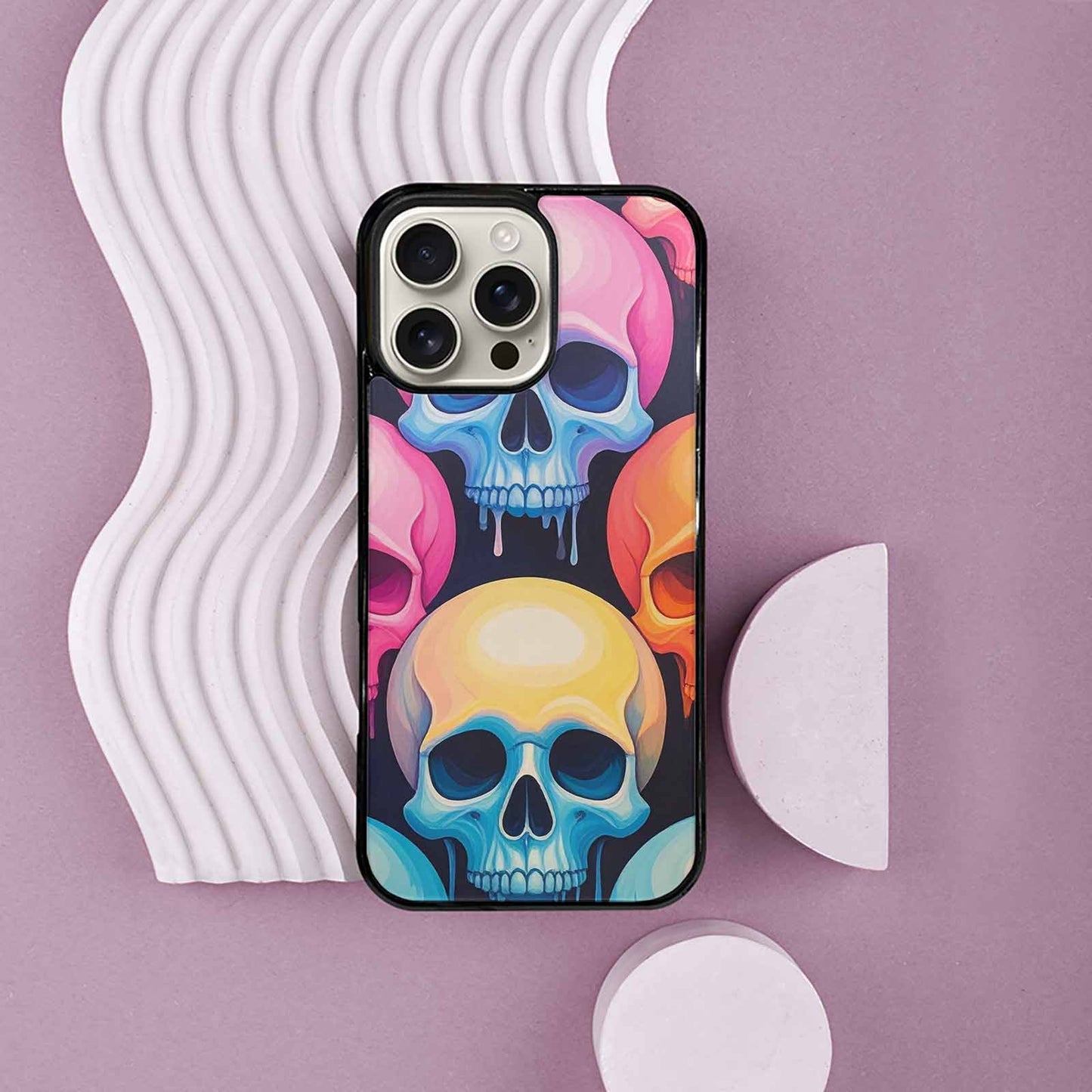 iPhone 16 Pro Max Case — Dripping Candy Skulls, Original Design Phone Case