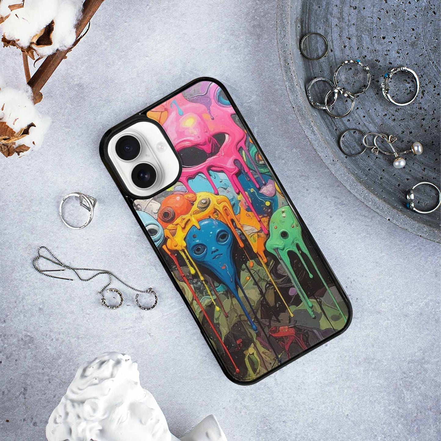 iPhone 16 Plus Case — Aliens Camomelting Aliens Patt 5xk Personalized, Custom Designed Case Cover