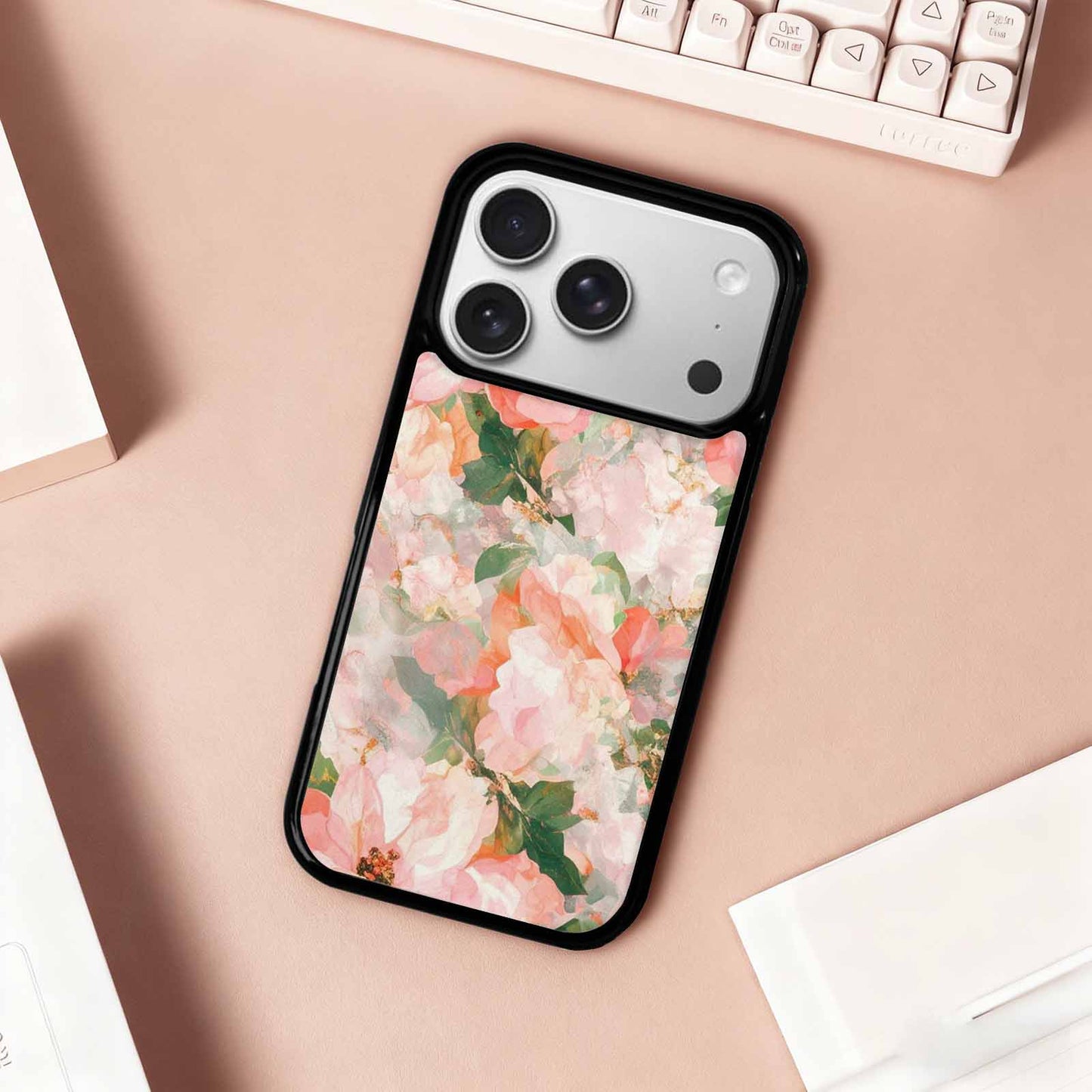 iPhone 17 Pro Case — Marble Floral, Custom Phone Case