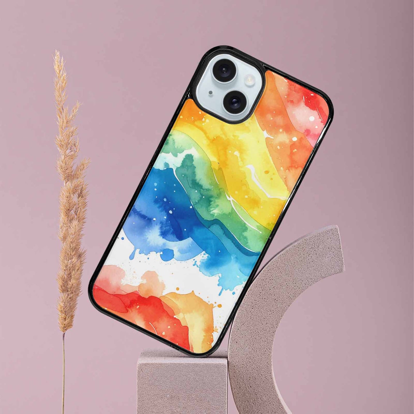 iPhone 15 Plus Case — Watercolor Splash Abstract Pattern Seamless Repeat, Custom Designed Case Cover