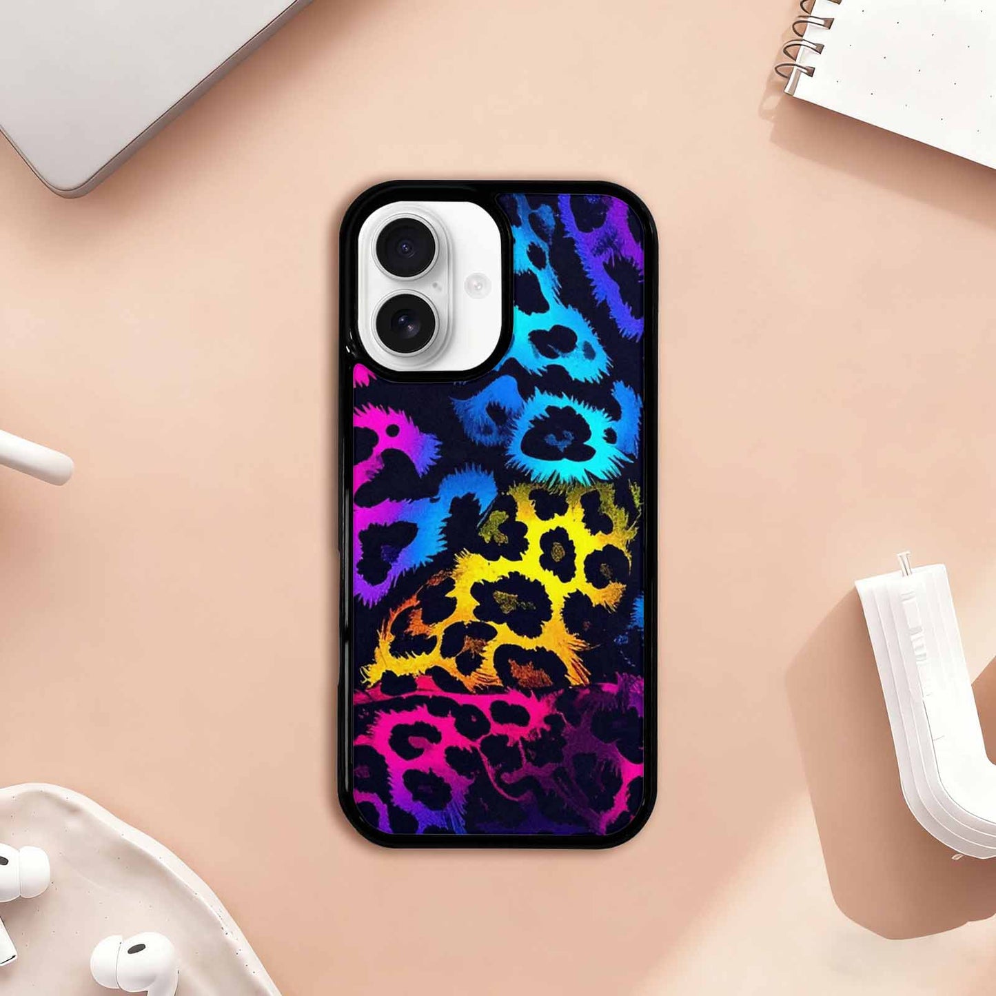 iPhone 17 Case — Leopard Print Neon Animal Print, Custom Designed Case Cover