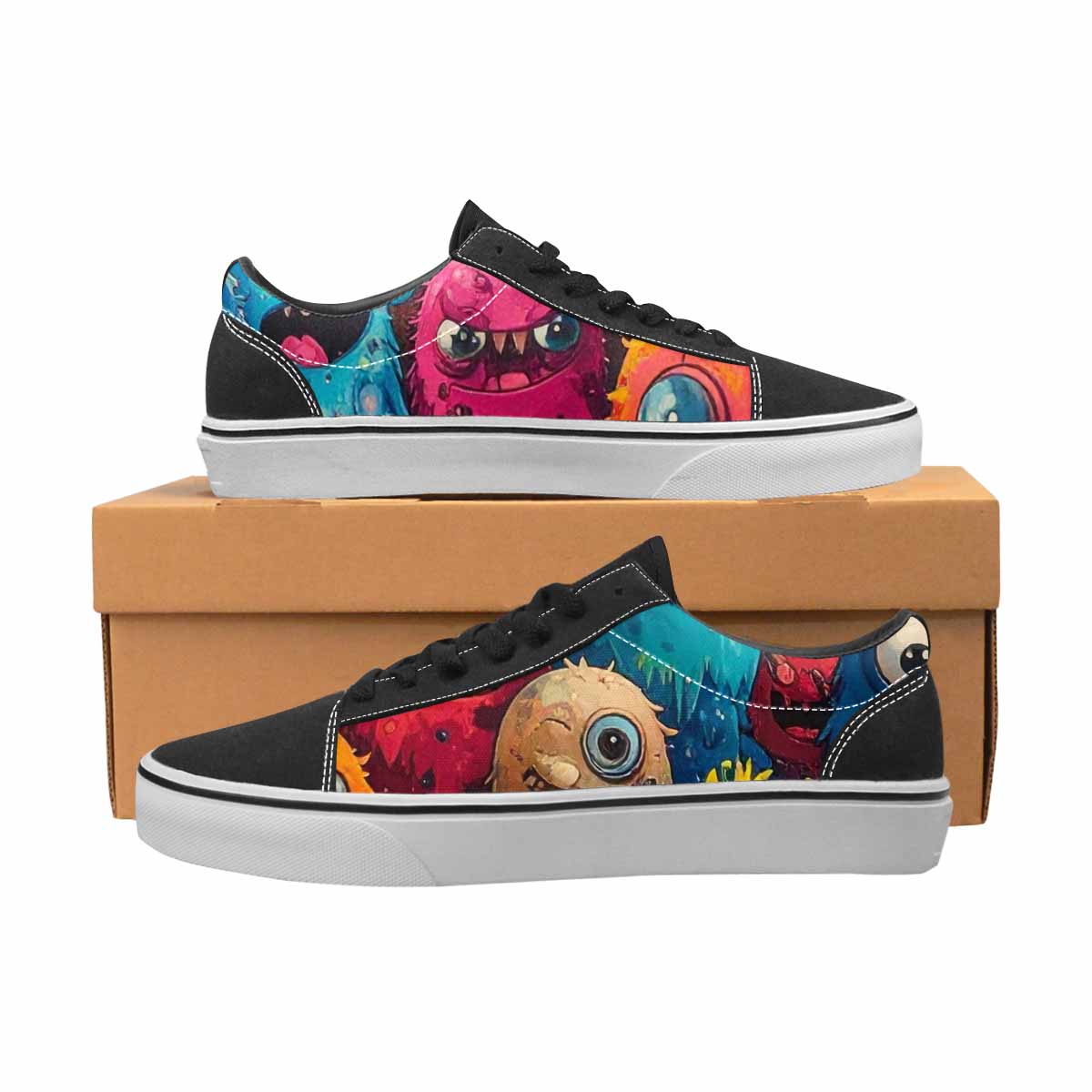 WOMEN'S Monsters (general) Cartoon Monst Lace-Up Canvas Dreamlike Custom Shoes