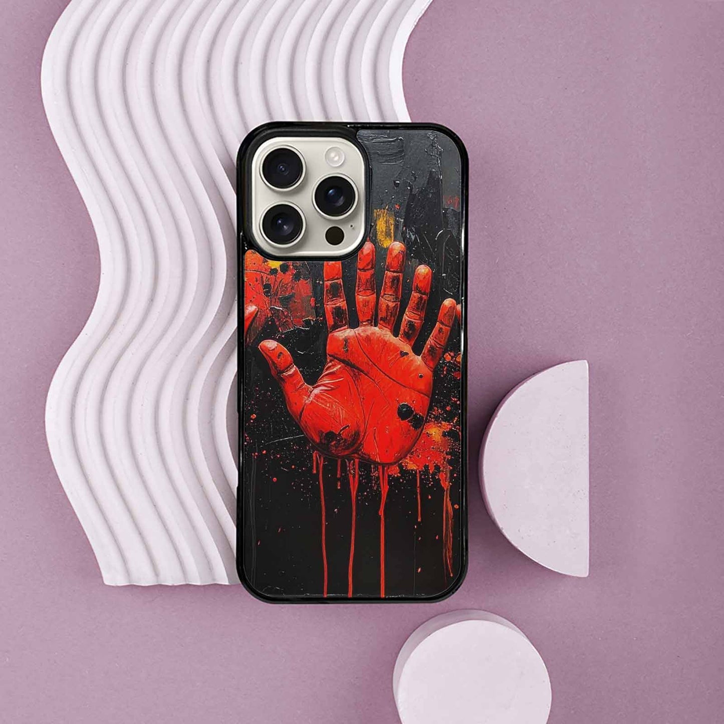 iPhone 16 Pro Max Case — Halloween Splatter Handprint Custom Personalized Phone, Custom Art Phone Cover