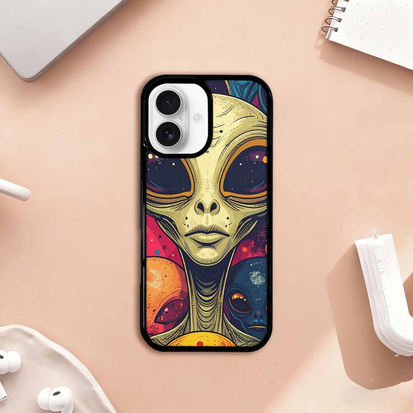 iPhone 17 Case — Alien Ufo Cartoon Art Alien Scifi, Unique Phone Case Design