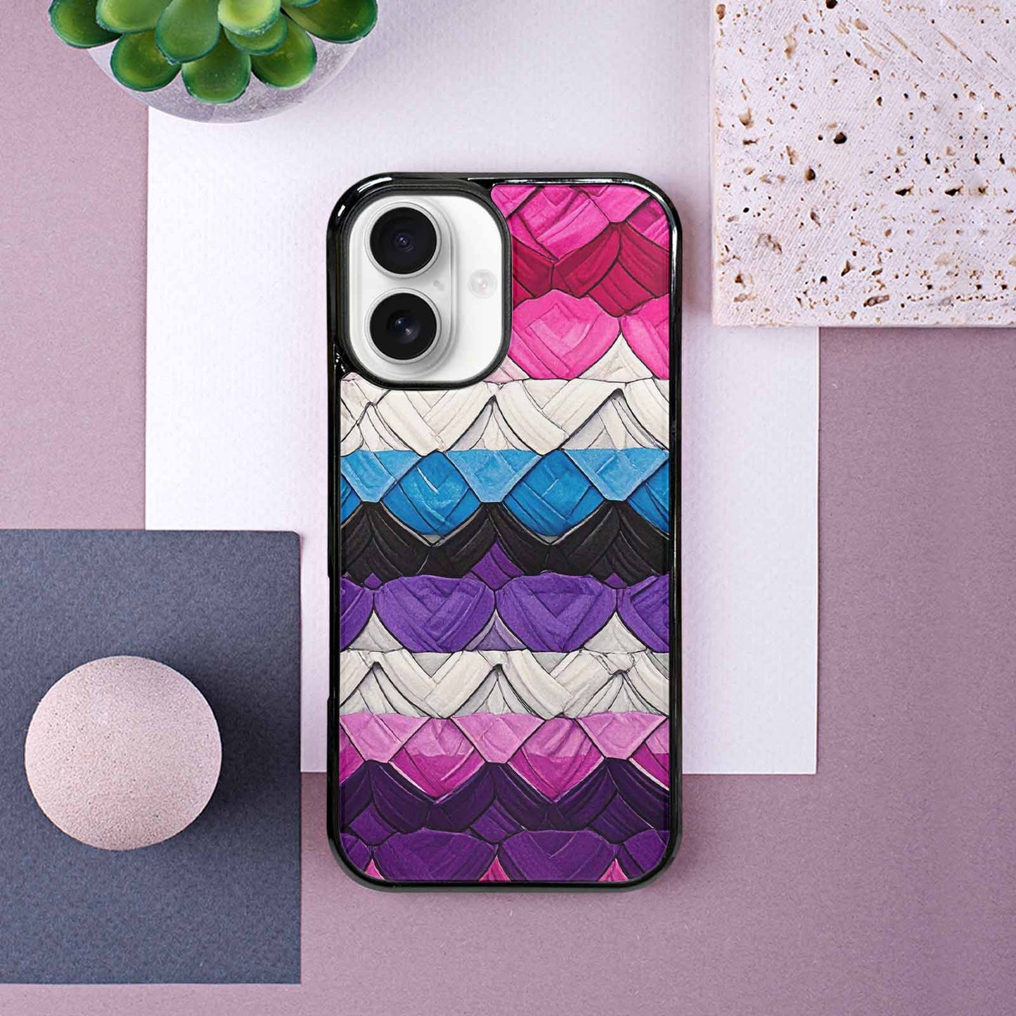 iPhone 16 Case — Genderfluid Flag Color Theme Small Rainbow, Unique Phone Case Design