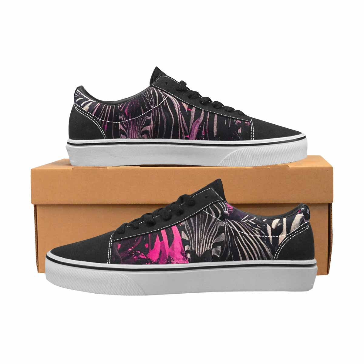 WOMEN'S Zebra Stripe Burst Lace-Up Canvas Grunge Custom Shoes