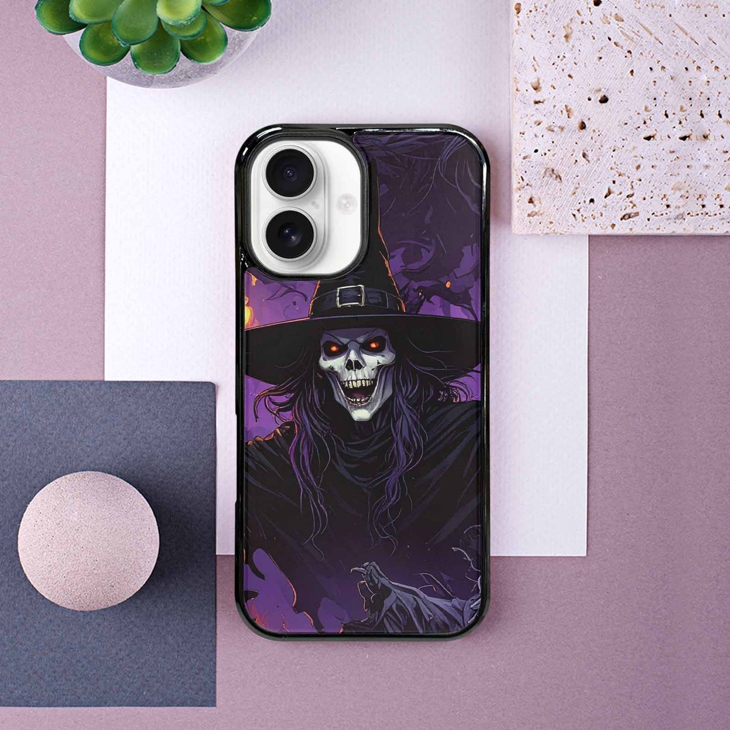iPhone 16 Case — Scary Horror Halloween Art Print Edge, Custom Print Case Cover