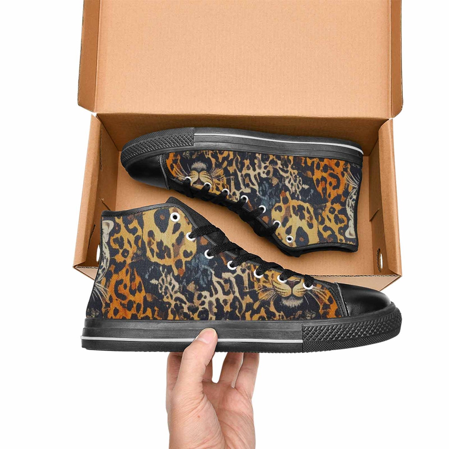 MEN'S Animal Print High Top Canvas Vibrant Chaos Custom Shoes
