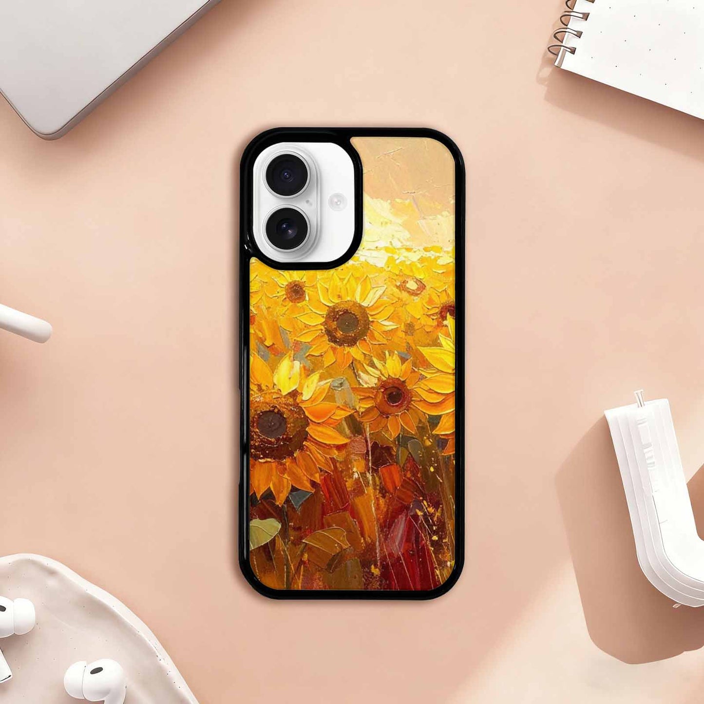 iPhone 17 Case — Impressionist Sunflower Brushstroke Pattern Floral, Custom Print Case Cover